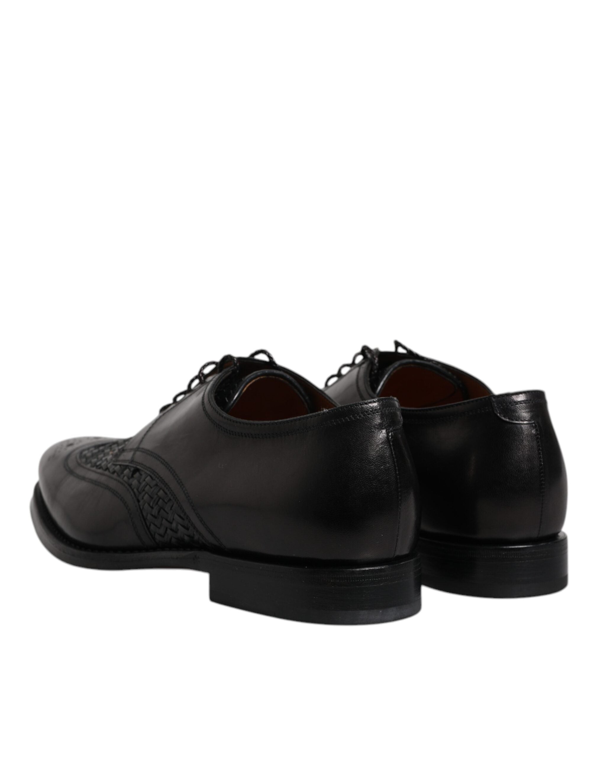 Dolce & Gabbana Black Leather Derby Wingtip Lace Up Formal Dress Men's Shoes