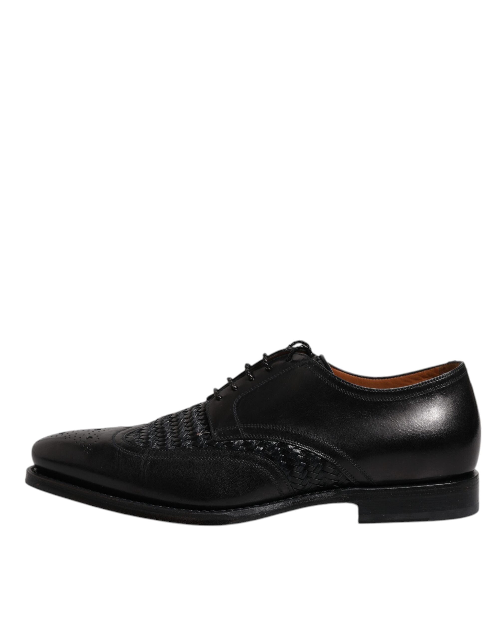Dolce & Gabbana Black Leather Derby Wingtip Lace Up Formal Dress Men's Shoes