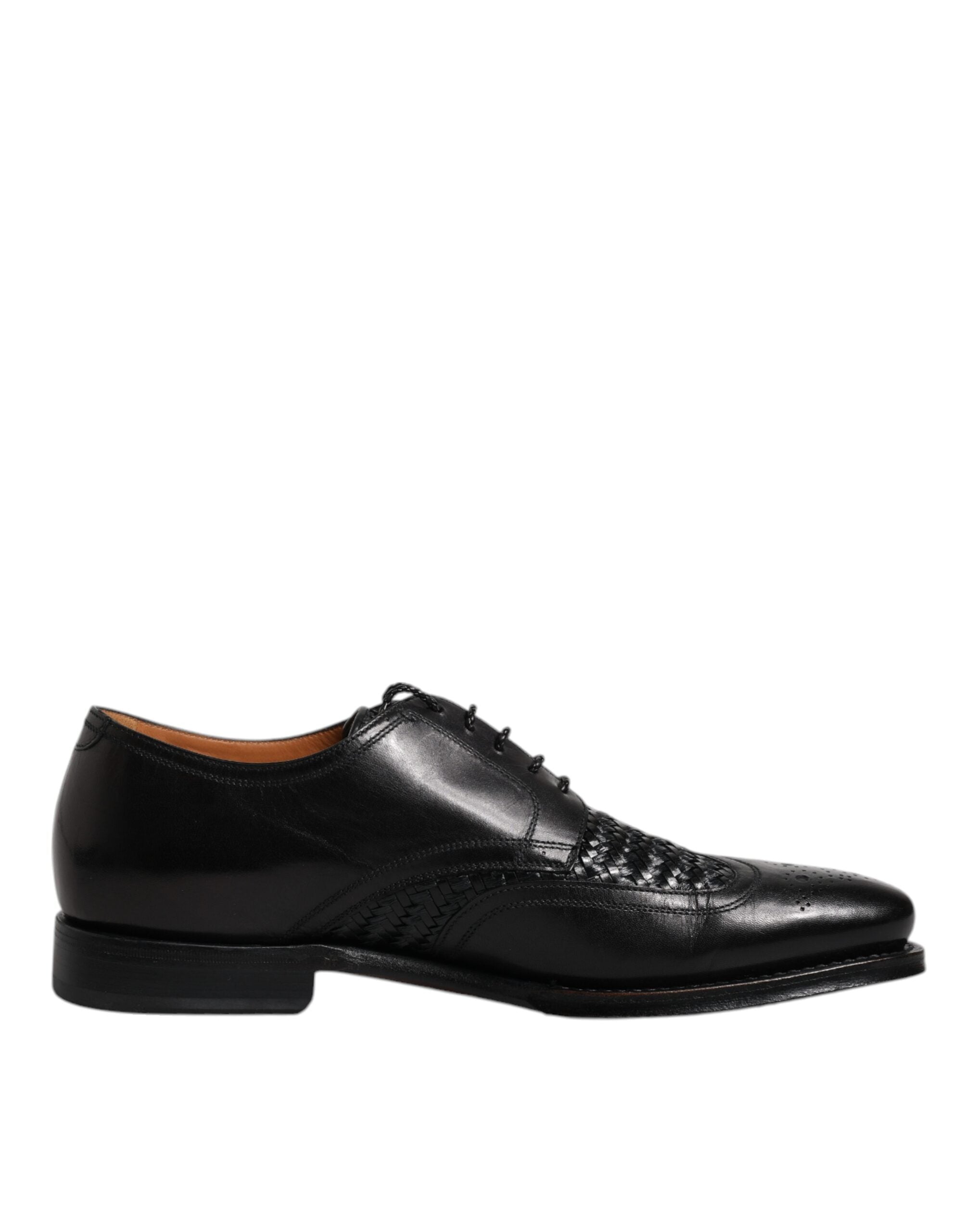 Dolce & Gabbana Black Leather Derby Wingtip Lace Up Formal Dress Men's Shoes