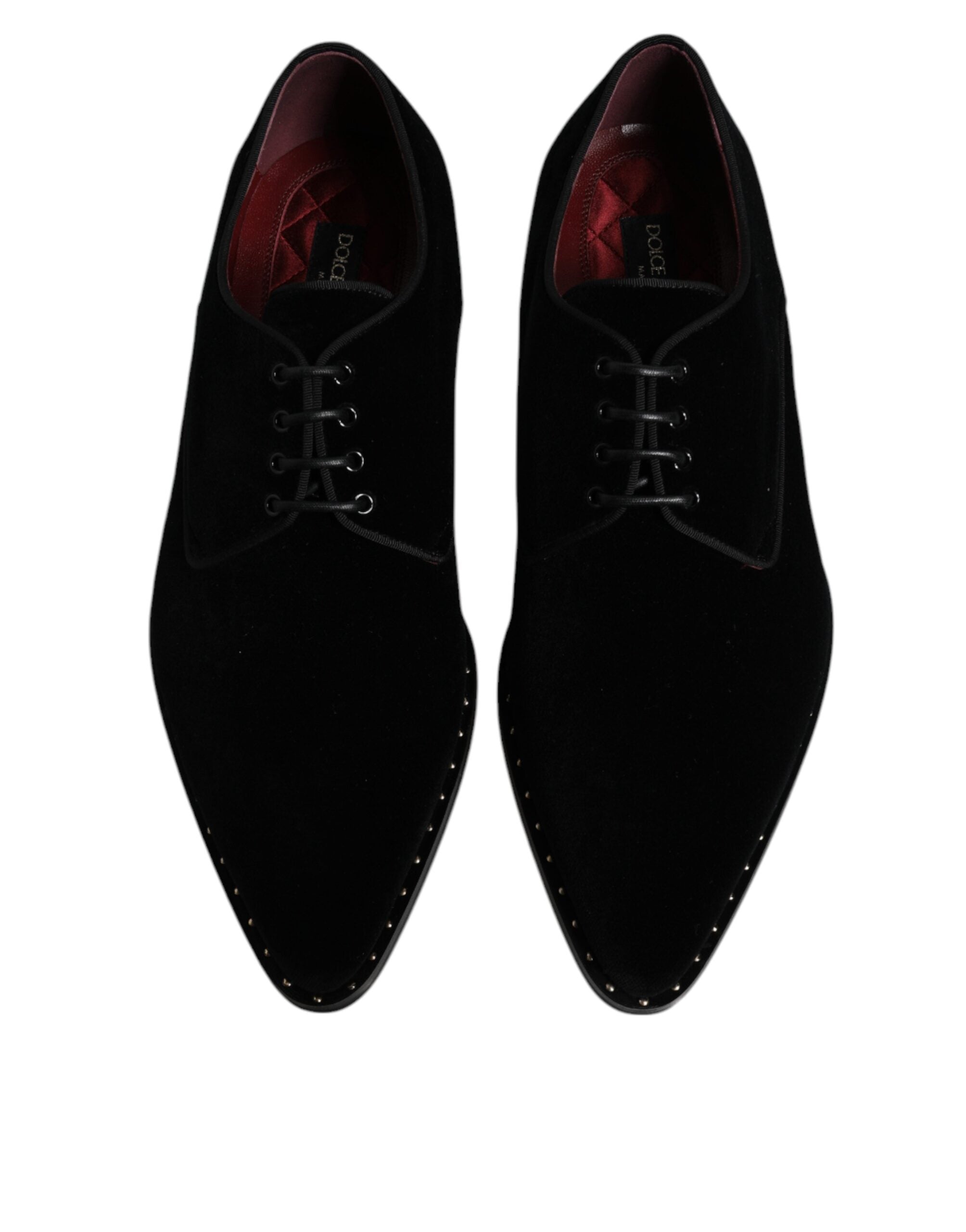 Dolce & Gabbana Black Velvet Cotton Lace Up Derby Men's Shoes