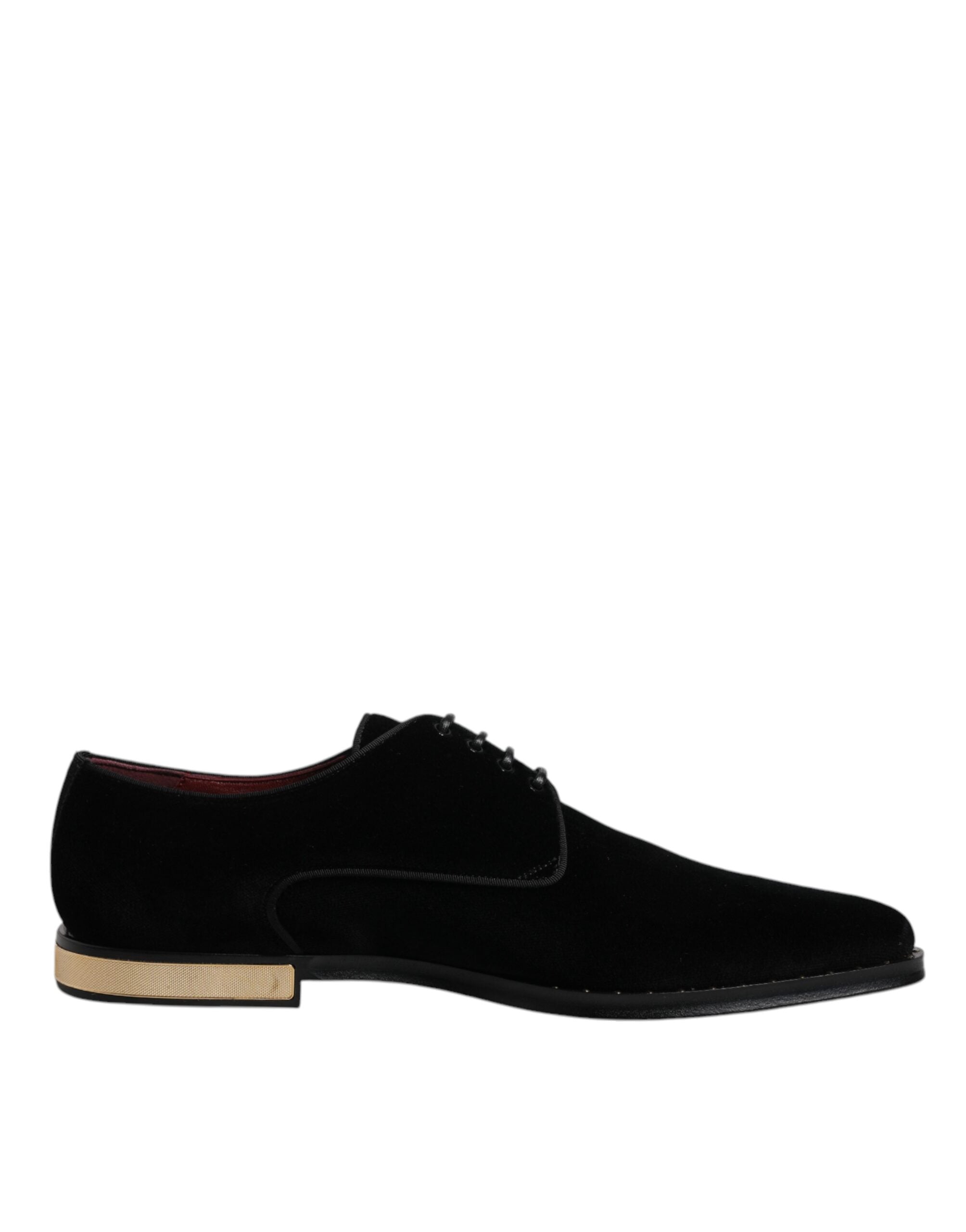 Dolce & Gabbana Black Velvet Cotton Lace Up Derby Men's Shoes