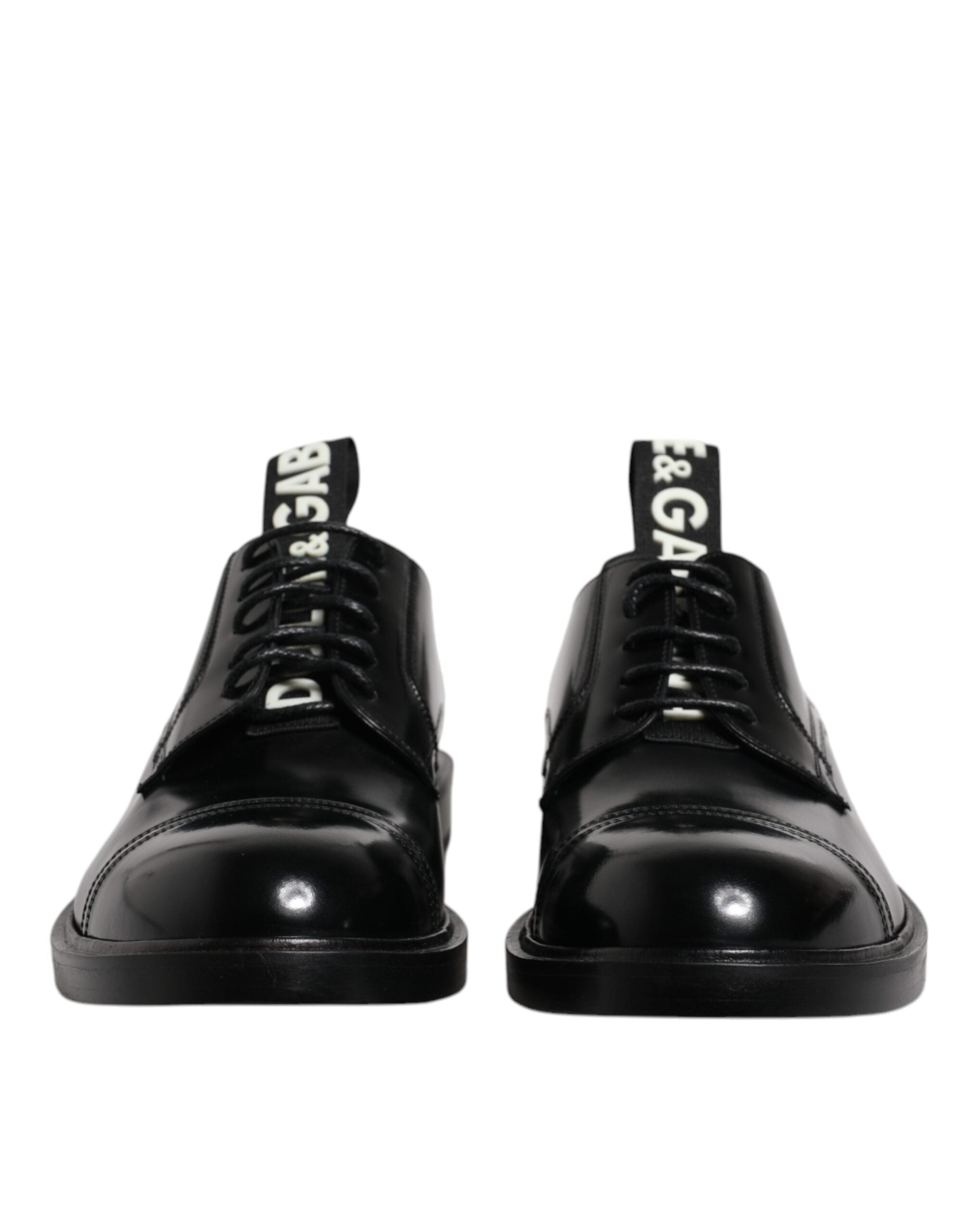 Dolce & Gabbana Black Patent Leather Derby Lace Up Formal Dress Men's Shoes