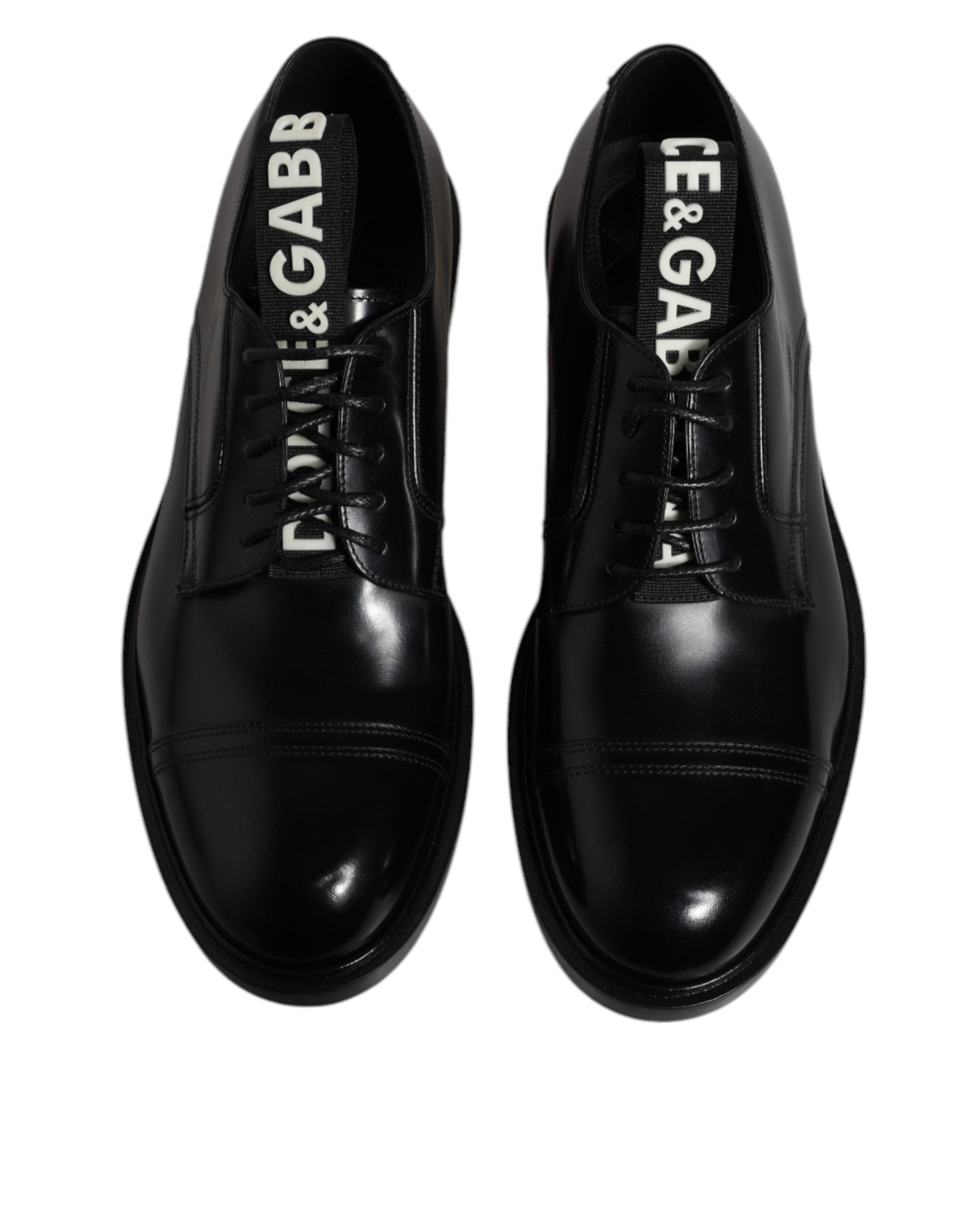 Dolce & Gabbana Black Patent Leather Derby Lace Up Formal Dress Men's Shoes