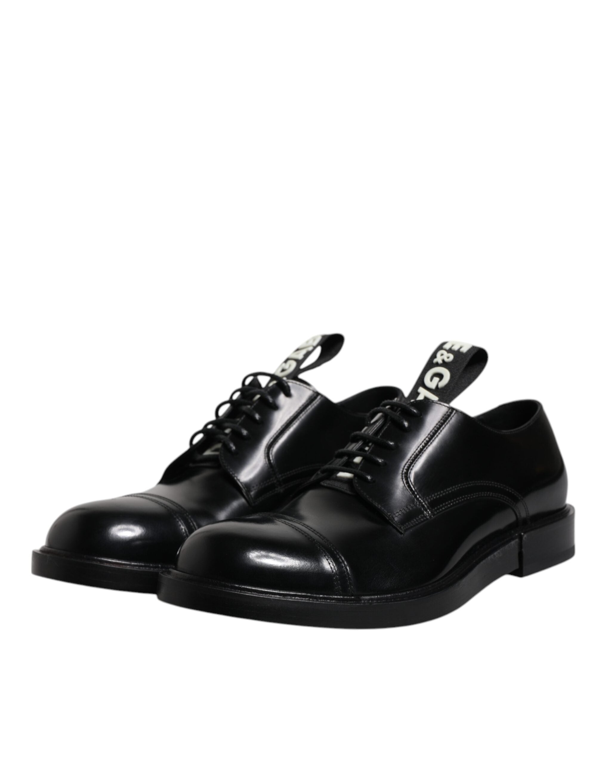 Dolce & Gabbana Black Patent Leather Derby Lace Up Formal Dress Men's Shoes