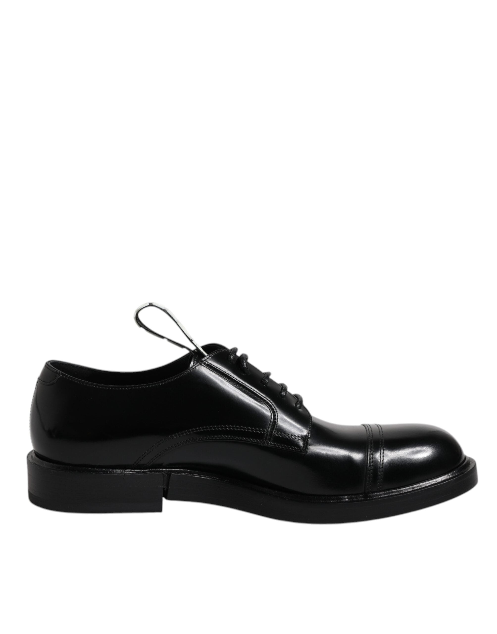 Dolce & Gabbana Black Patent Leather Derby Lace Up Formal Dress Men's Shoes