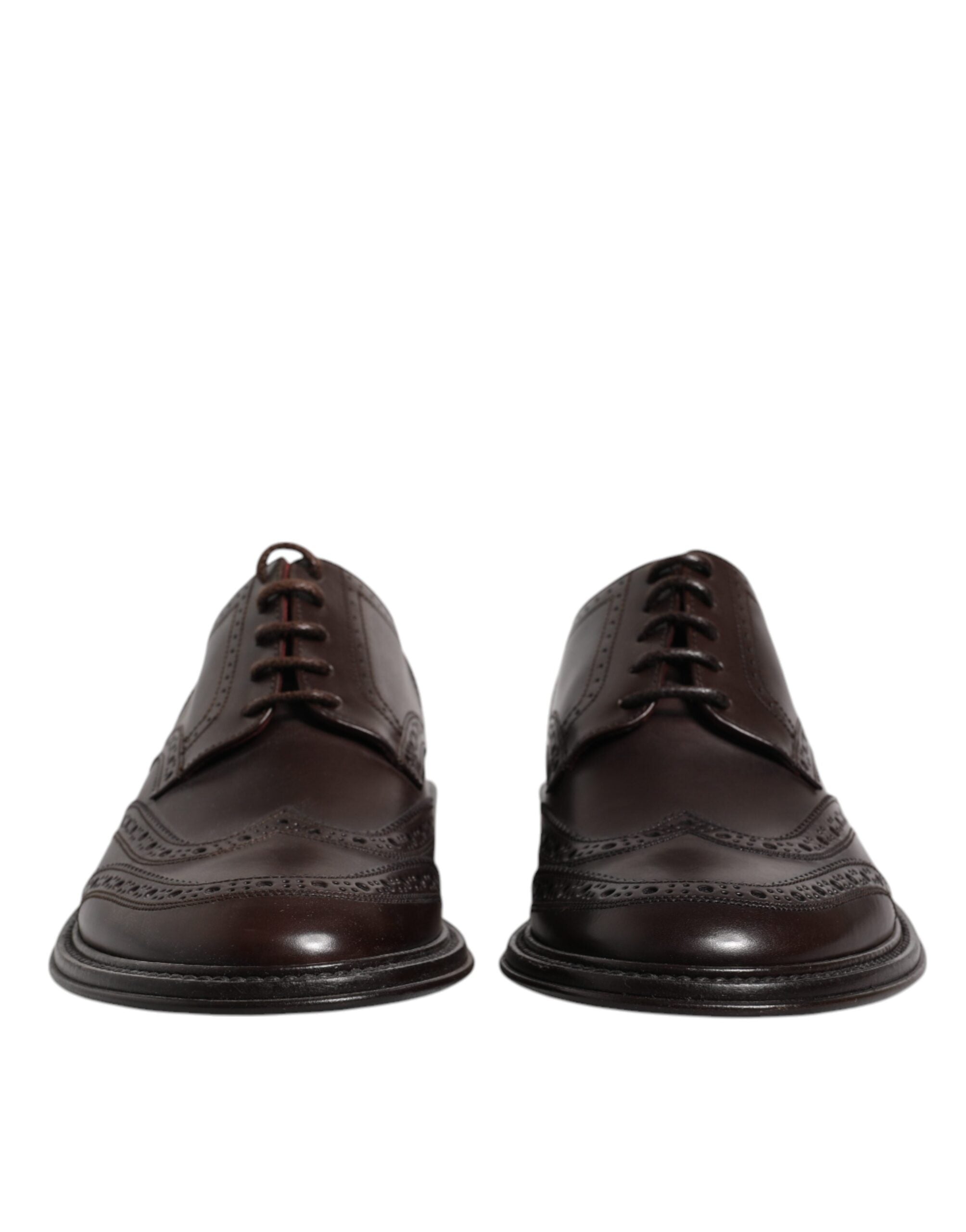 Dolce & Gabbana Brown Leather Derby Wingtip Lace Up Formal Dress Men's Shoes