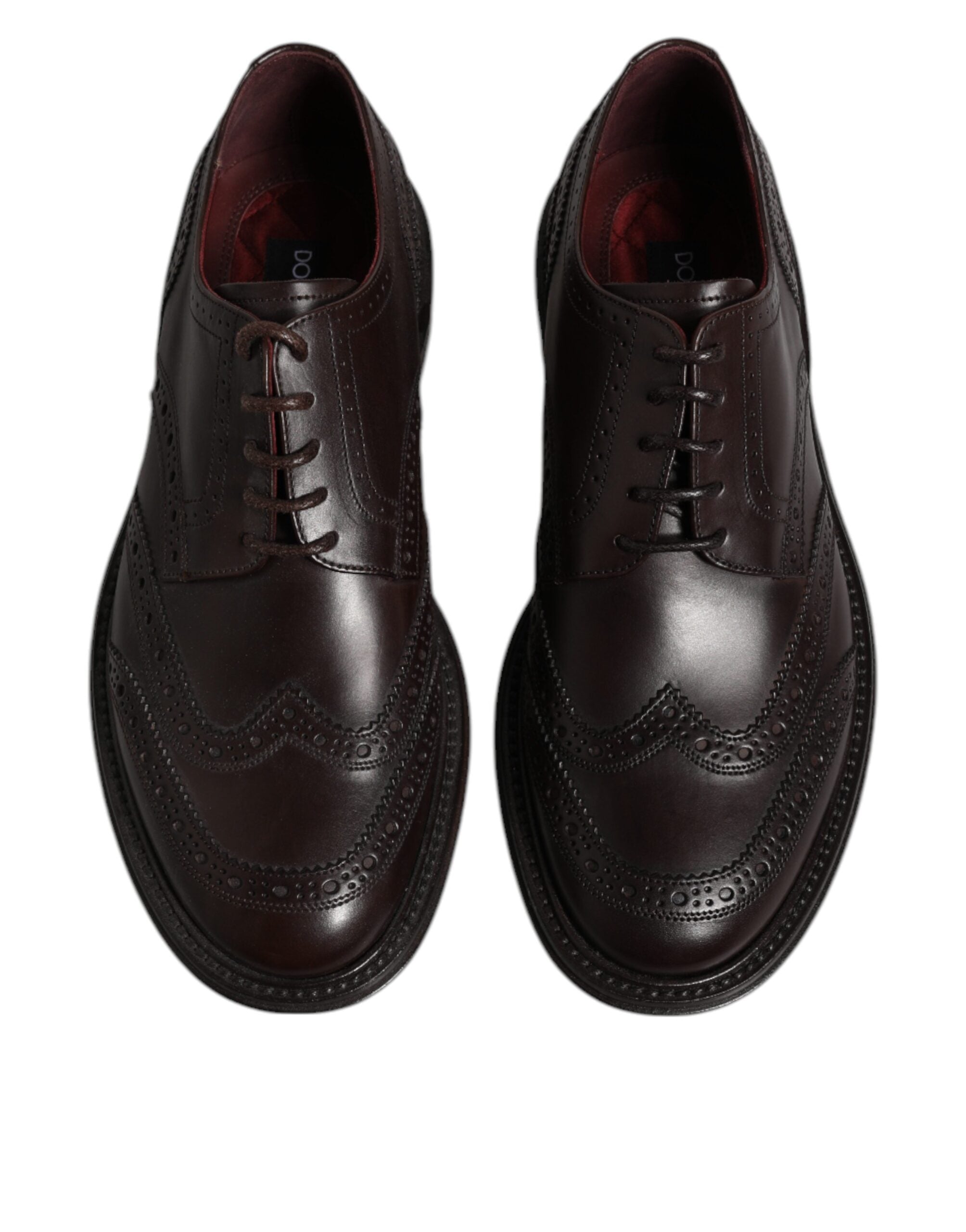 Dolce & Gabbana Brown Leather Derby Wingtip Lace Up Formal Dress Men's Shoes