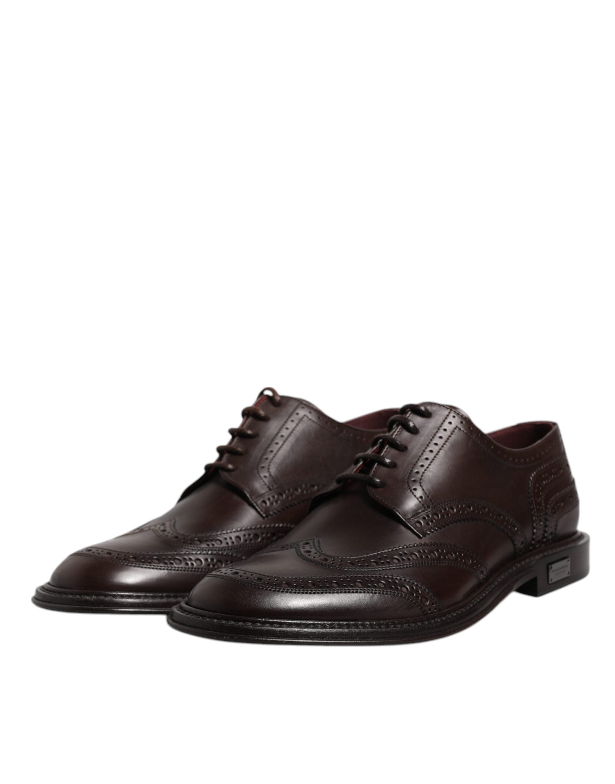 Dolce & Gabbana Brown Leather Derby Wingtip Lace Up Formal Dress Men's Shoes