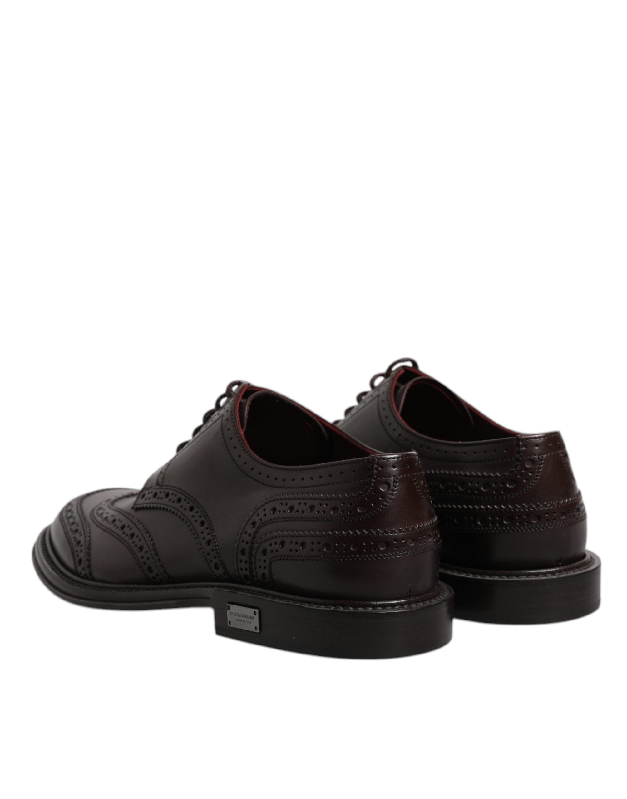 Dolce & Gabbana Brown Leather Derby Wingtip Lace Up Formal Dress Men's Shoes