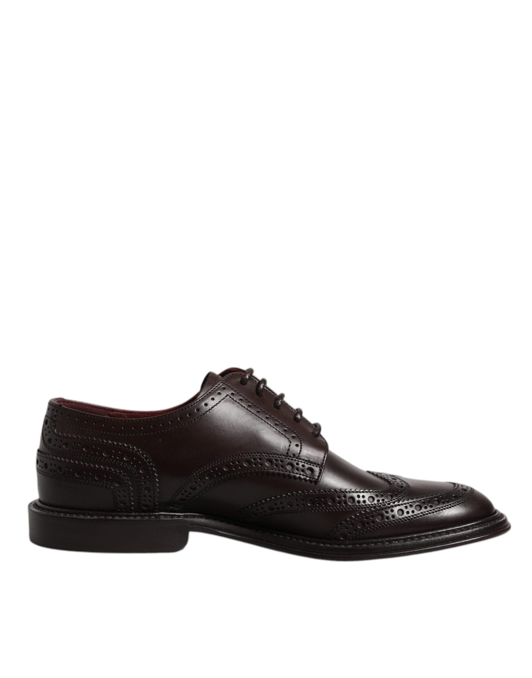 Dolce & Gabbana Brown Leather Derby Wingtip Lace Up Formal Dress Men's Shoes