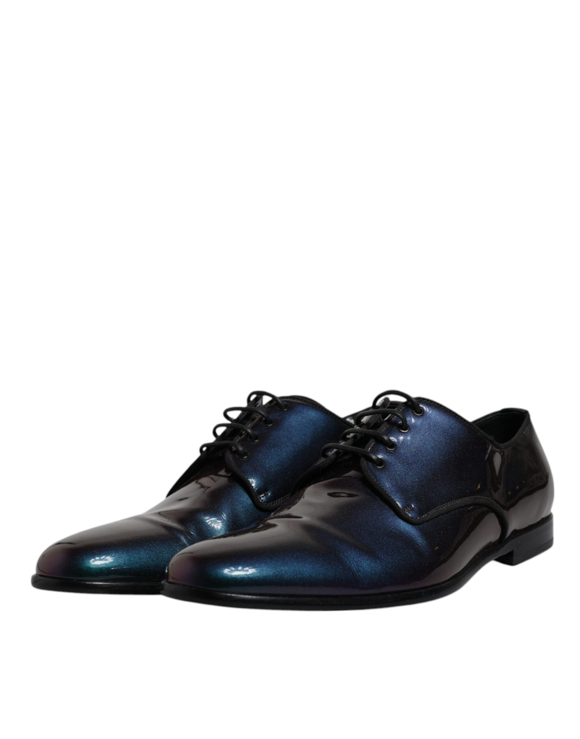 Dolce & Gabbana Multicolor Peacock Patent Leather Derby Men Dress Men's Shoes (Pre-Owned)