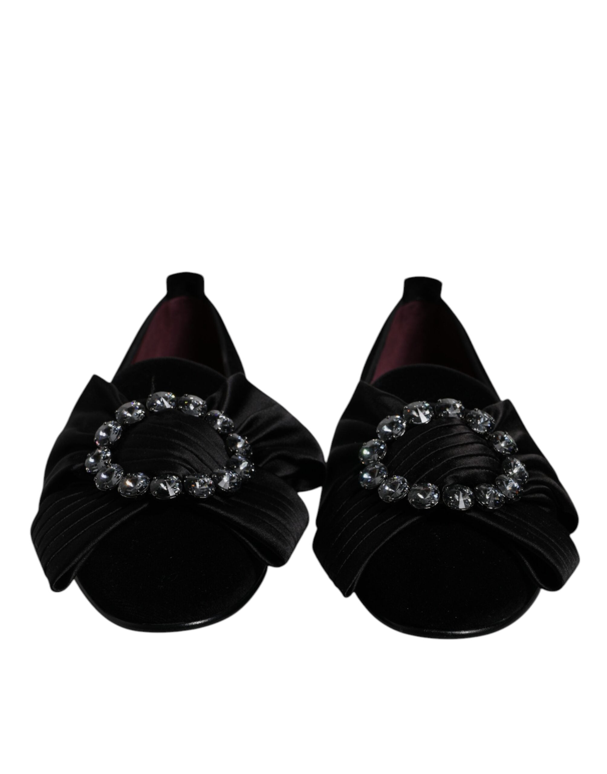 Dolce & Gabbana Black Crystal Flats Men Loafers Dress Men's Shoes