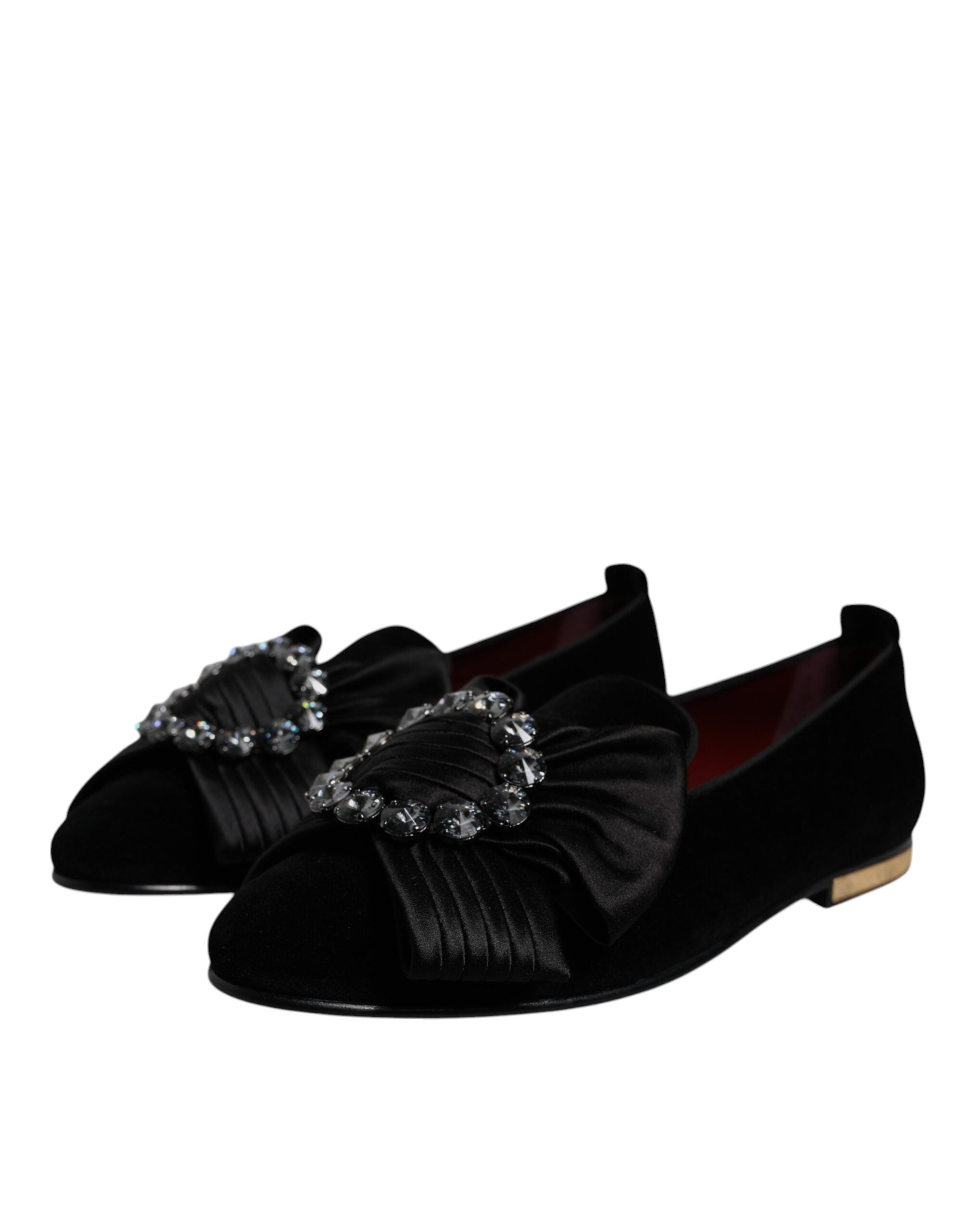 Dolce & Gabbana Black Crystal Flats Men Loafers Dress Men's Shoes