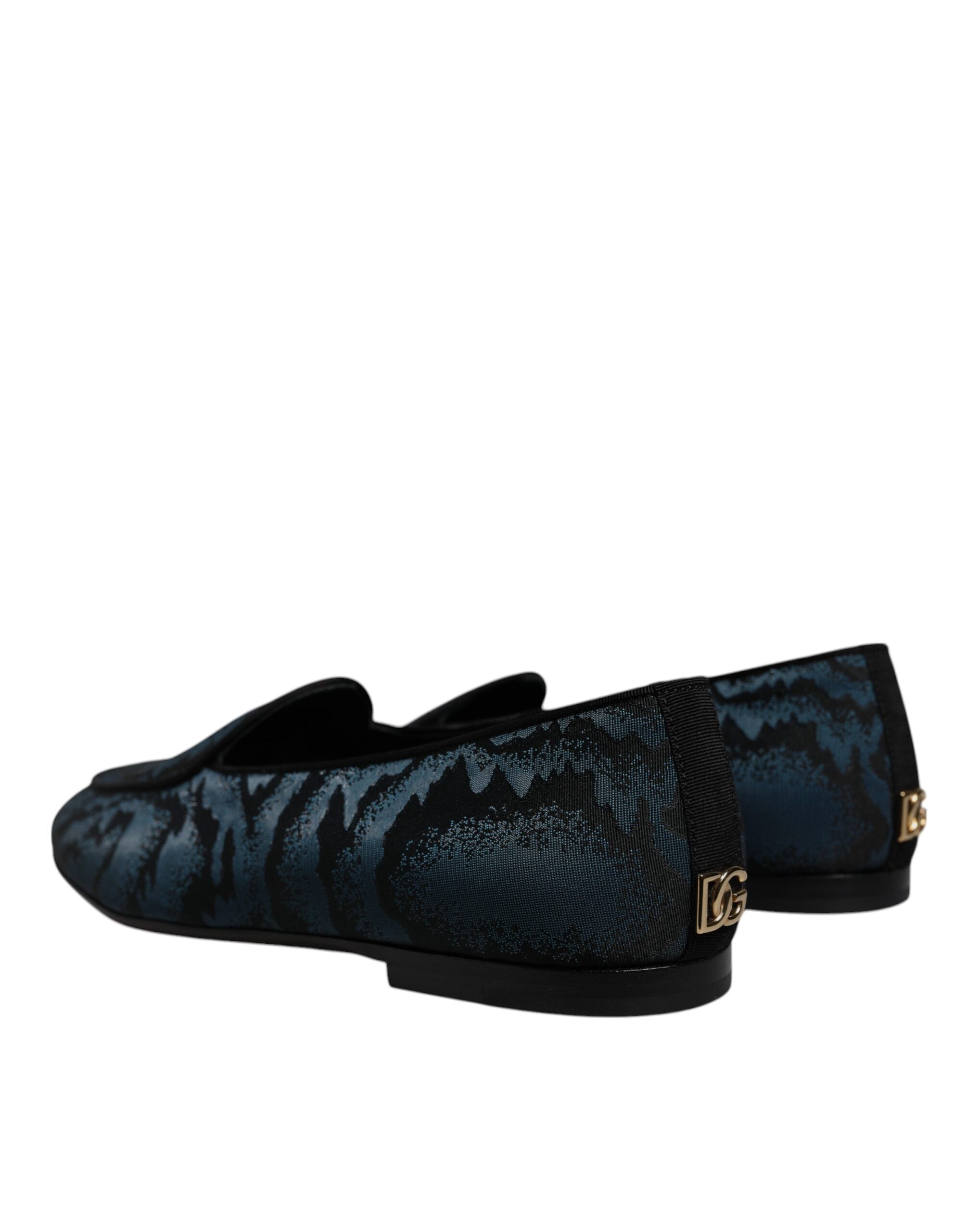 Dolce & Gabbana Blue Black Flats Men Loafers Dress Men's Shoes