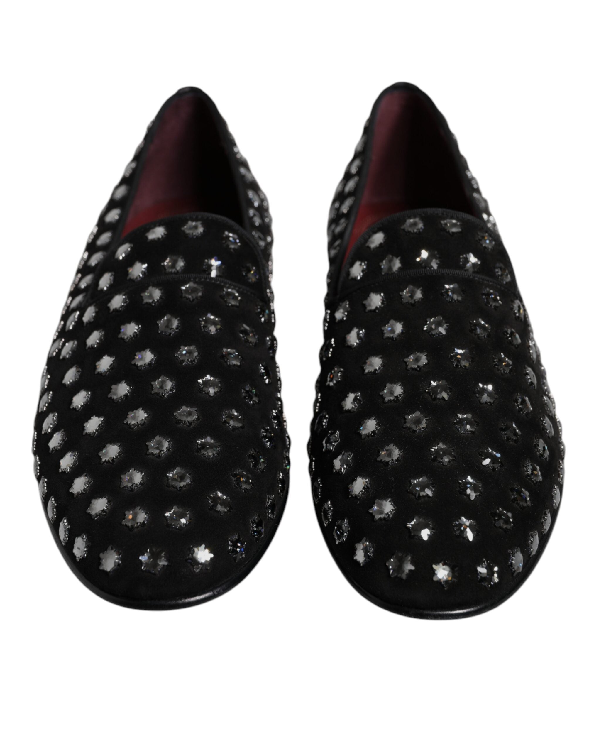 Dolce & Gabbana Black Crystal Embellished Loafers Dress Men's Shoes