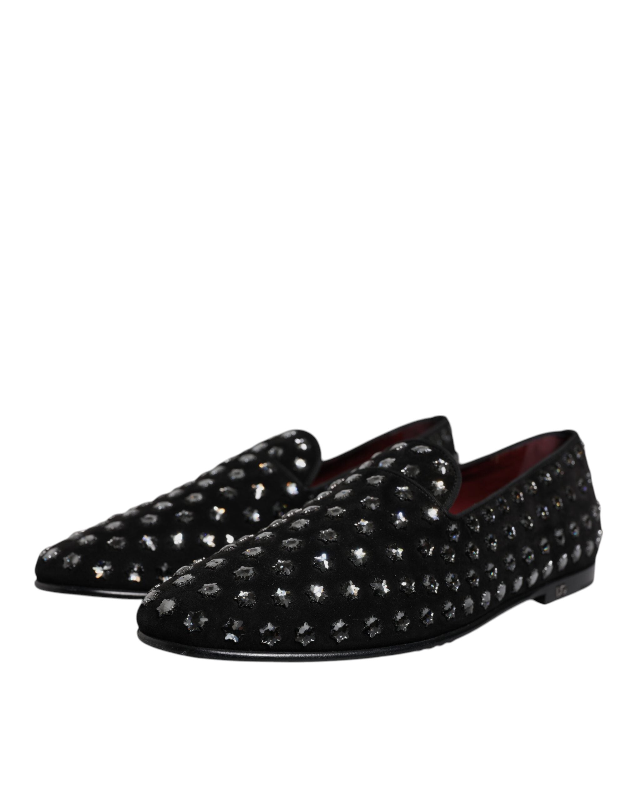 Dolce & Gabbana Black Crystal Embellished Loafers Dress Men's Shoes