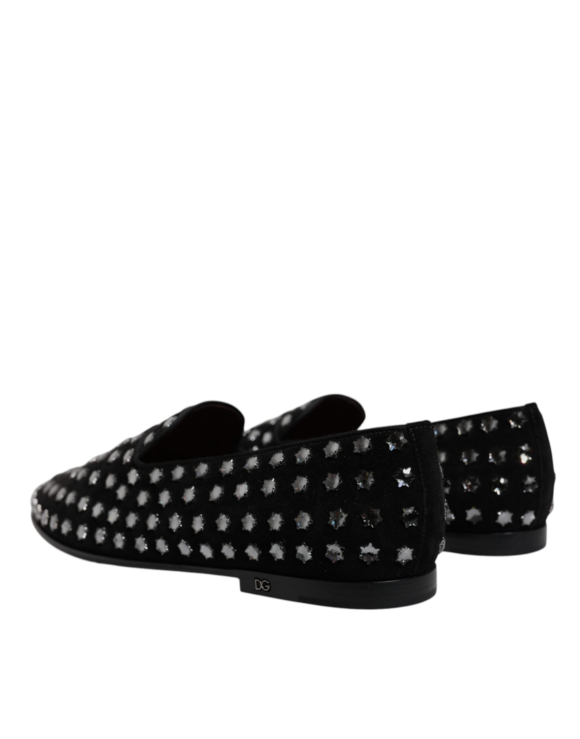 Dolce & Gabbana Black Crystal Embellished Loafers Dress Men's Shoes