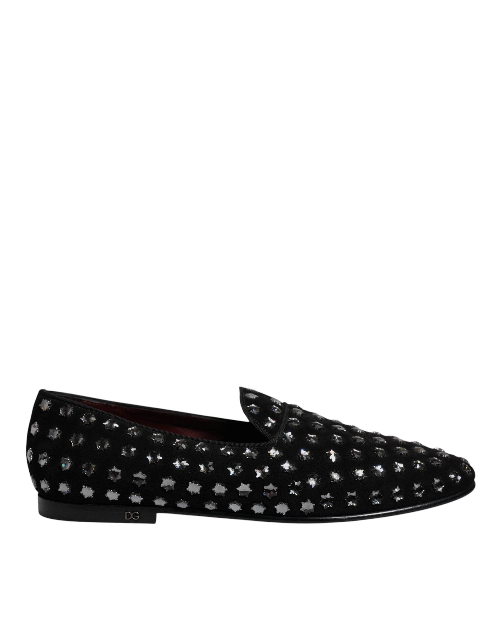 Dolce & Gabbana Black Crystal Embellished Loafers Dress Men's Shoes