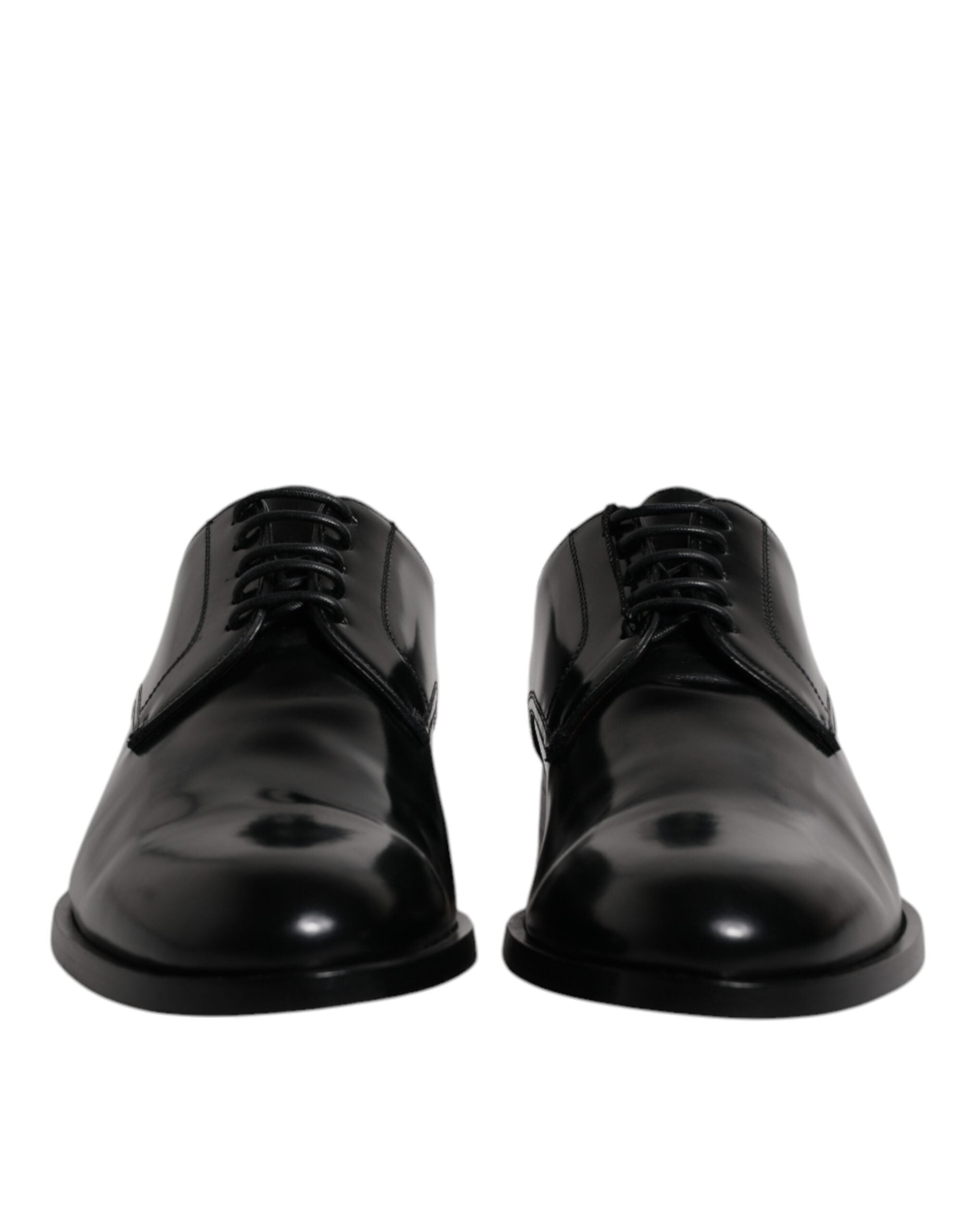 Dolce & Gabbana Black Calfskin Leather Derby Lace Up Formal Dress Men's Shoes