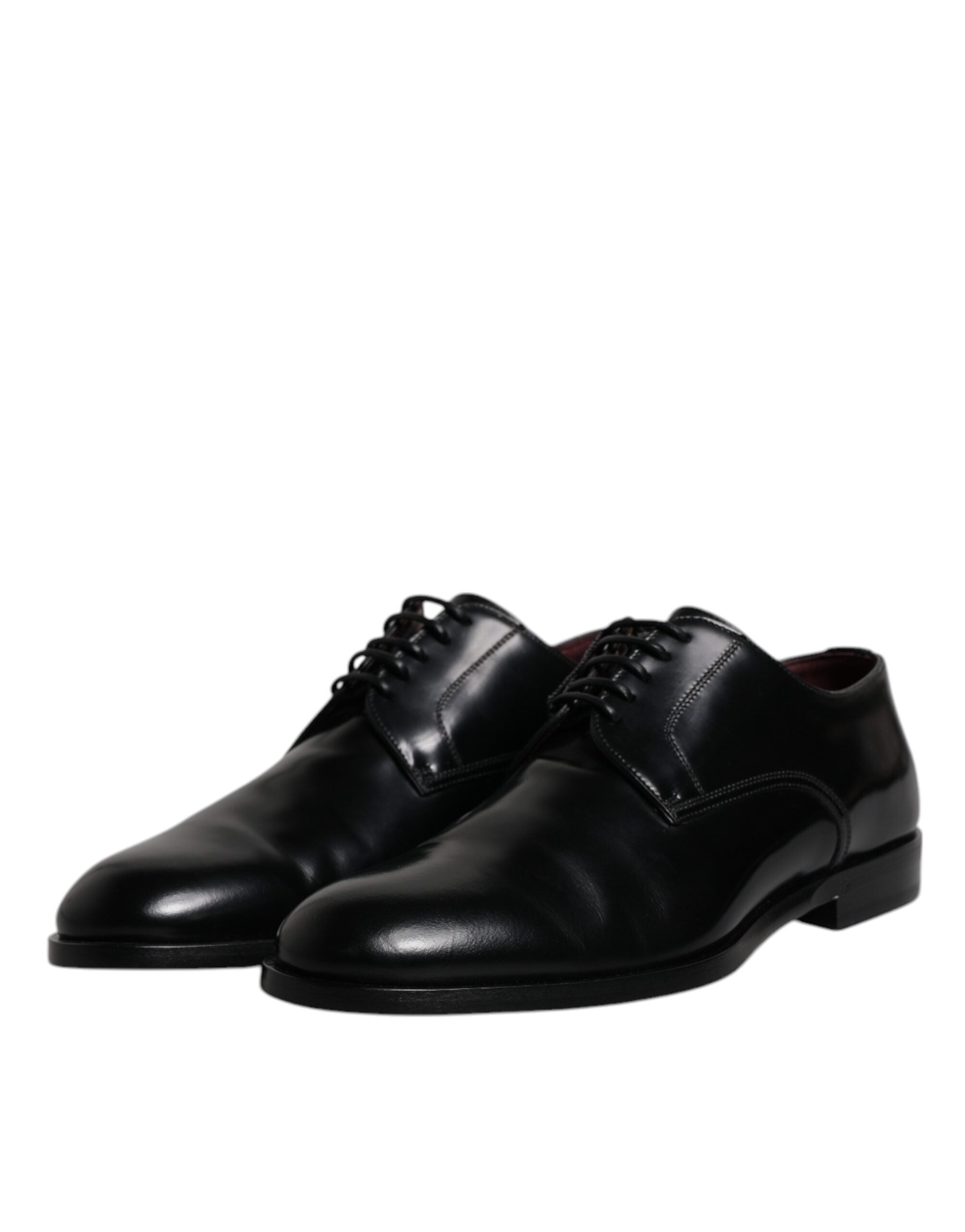 Dolce & Gabbana Black Calfskin Leather Derby Lace Up Formal Dress Men's Shoes
