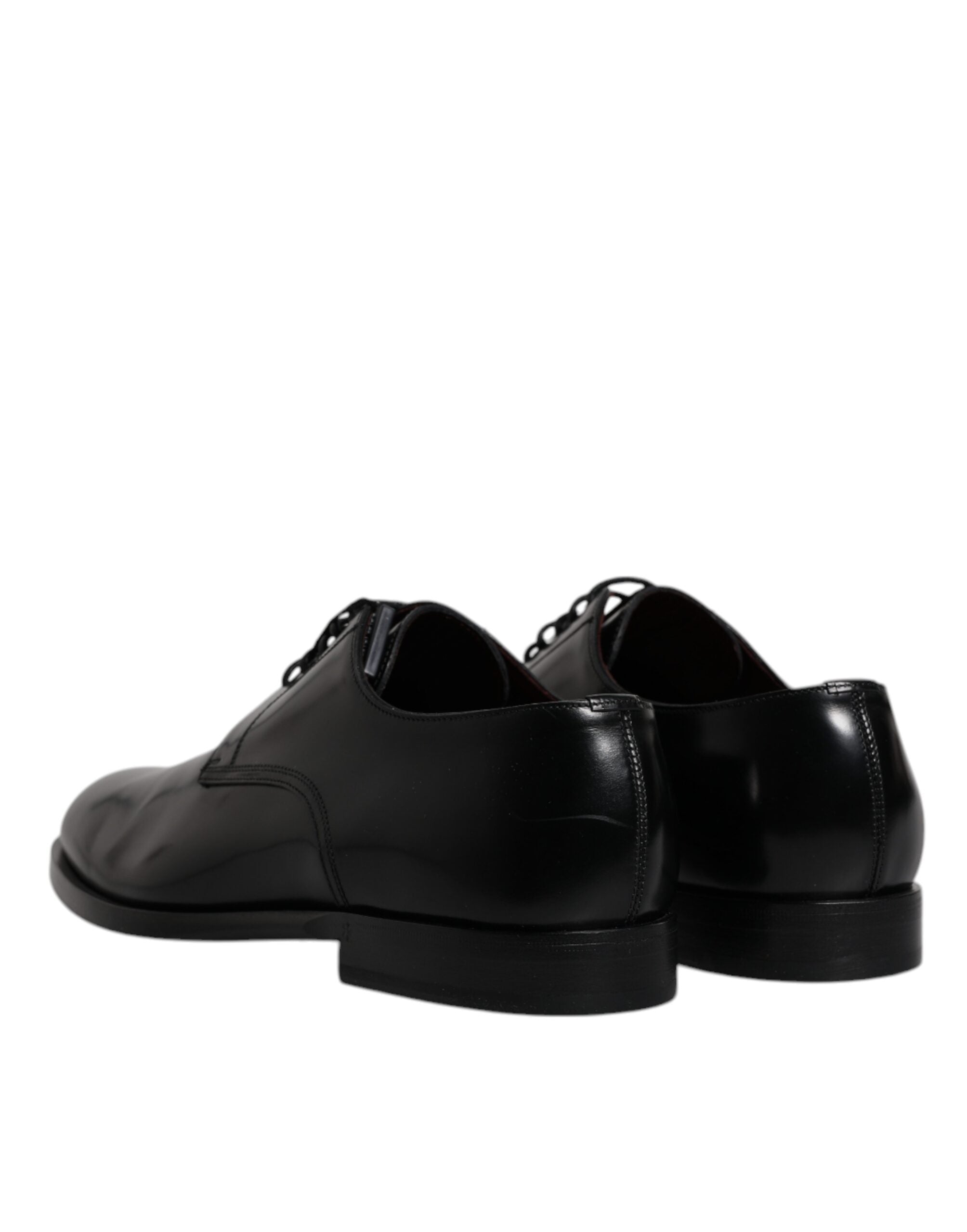 Dolce & Gabbana Black Calfskin Leather Derby Lace Up Formal Dress Men's Shoes