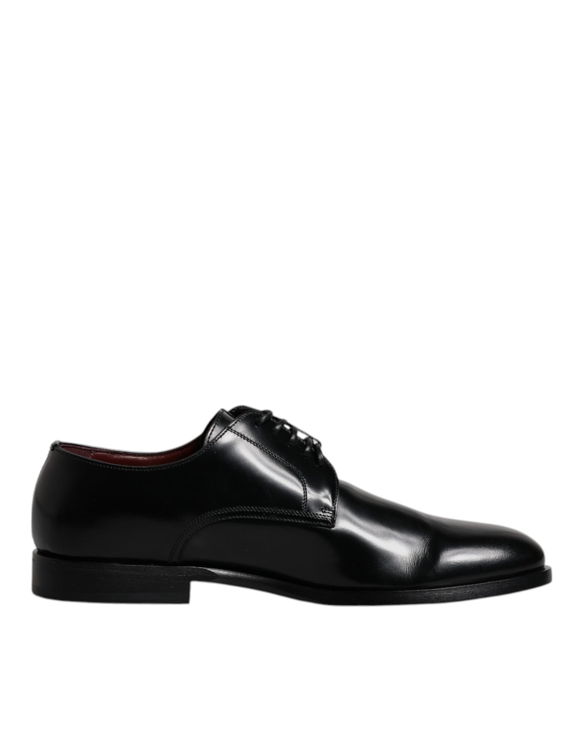 Dolce & Gabbana Black Calfskin Leather Derby Lace Up Formal Dress Men's Shoes