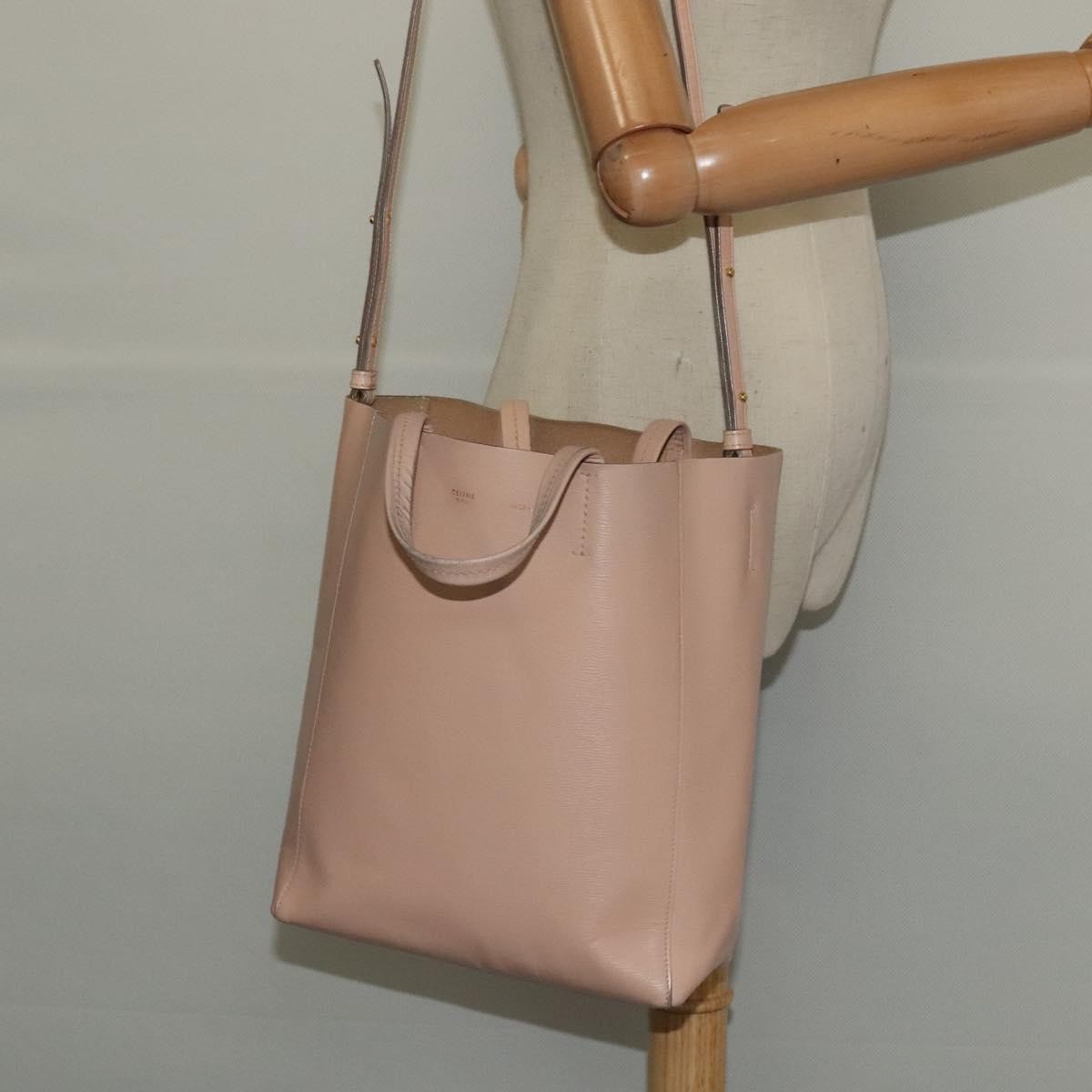 Celine Vertical Cabas Tote Leather Pink Leather Tote Bag Bag (Pre-Owned)
