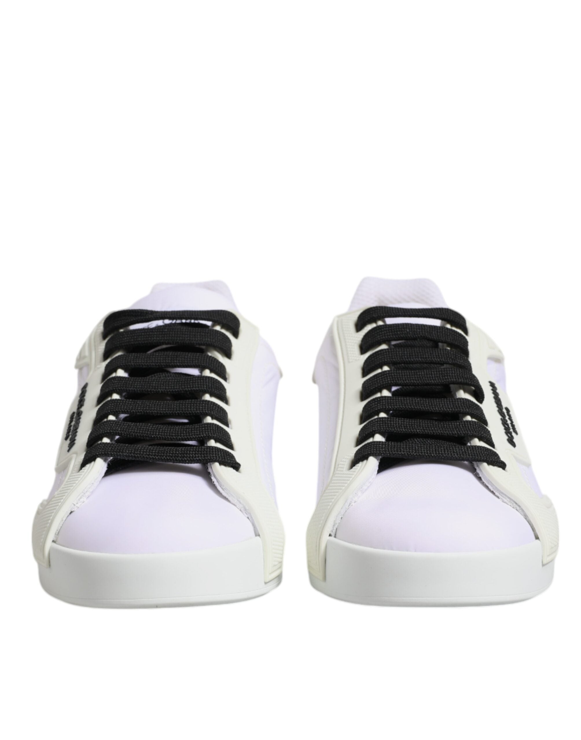 Dolce & Gabbana White Nylon Leather Low Top Sneakers Men's Shoes