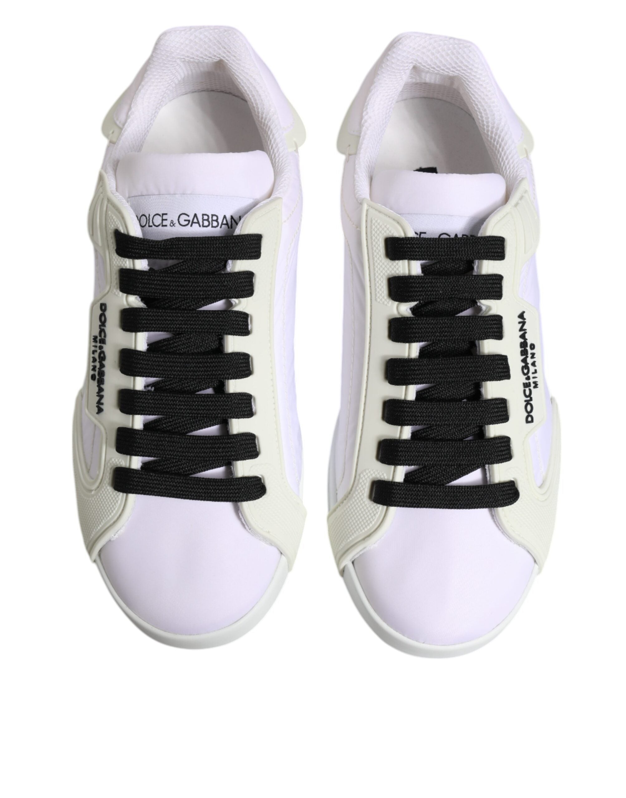 Dolce & Gabbana White Nylon Leather Low Top Sneakers Men's Shoes