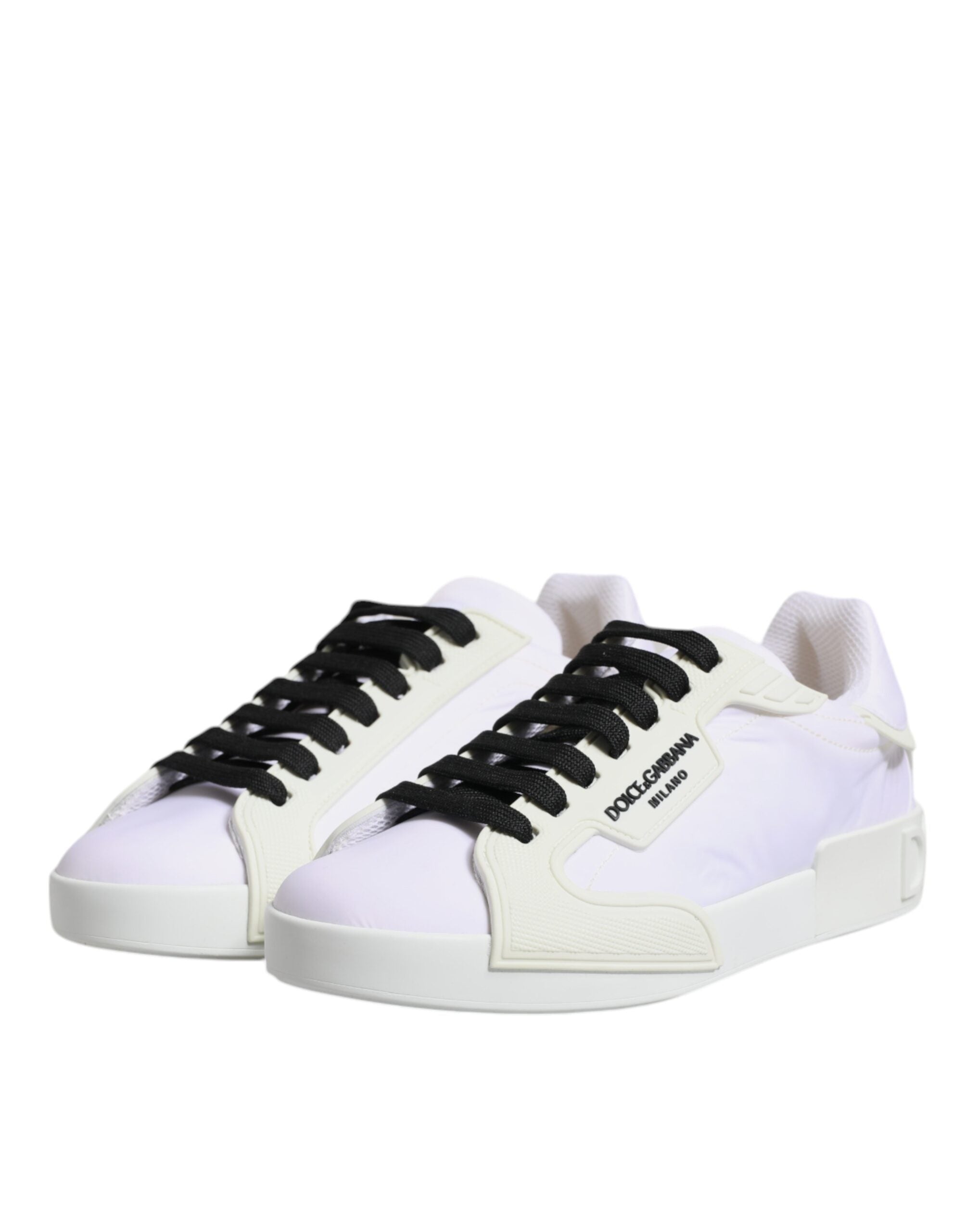 Dolce & Gabbana White Nylon Leather Low Top Sneakers Men's Shoes
