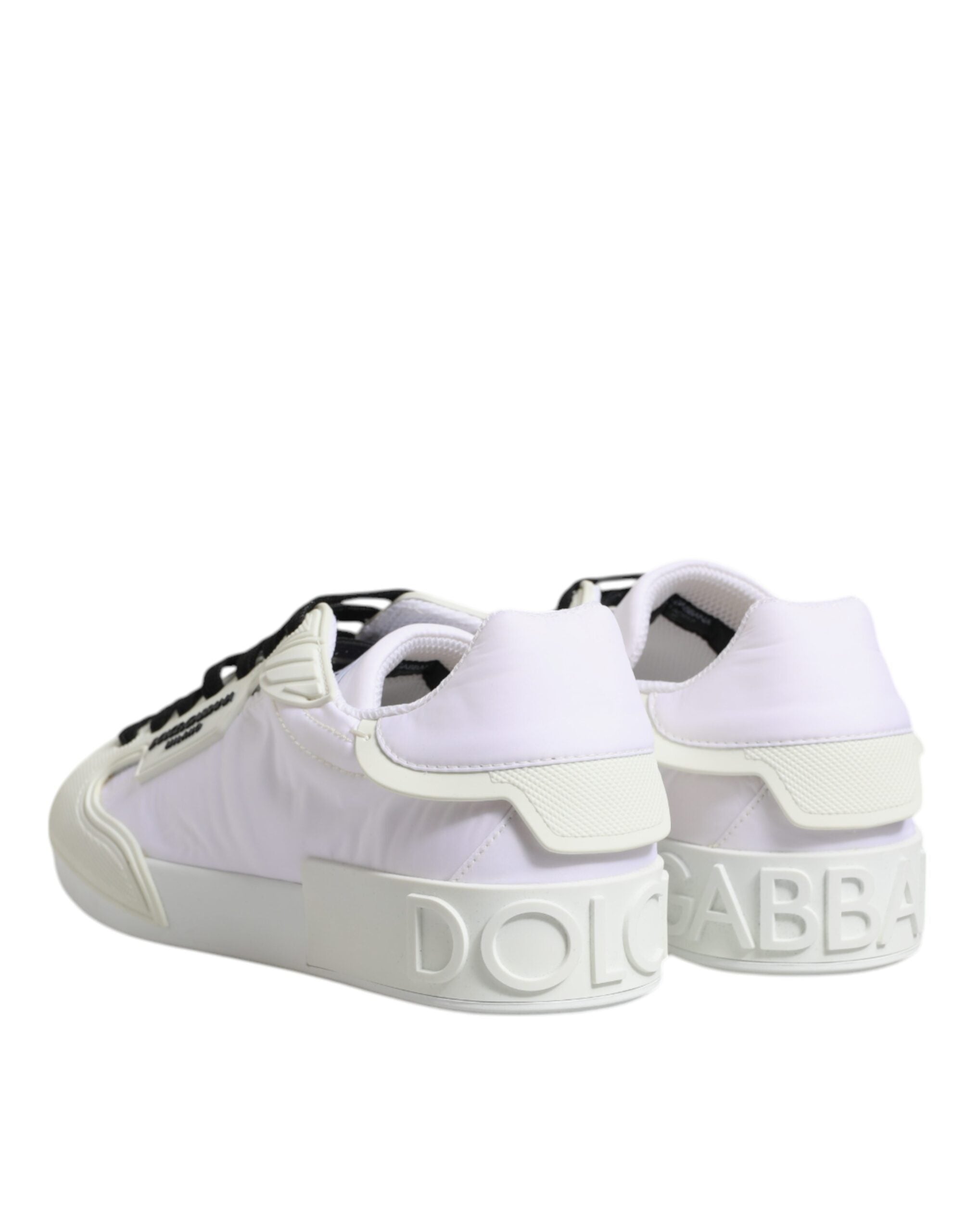 Dolce & Gabbana White Nylon Leather Low Top Sneakers Men's Shoes