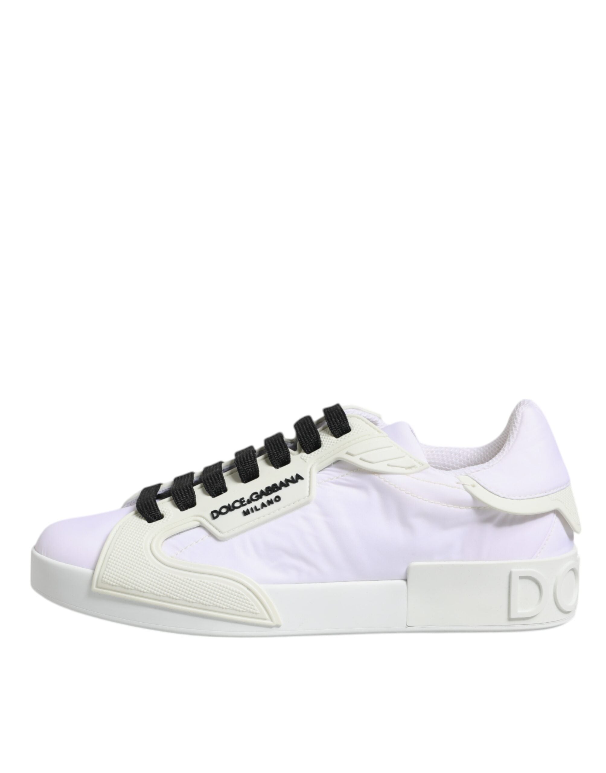 Dolce & Gabbana White Nylon Leather Low Top Sneakers Men's Shoes