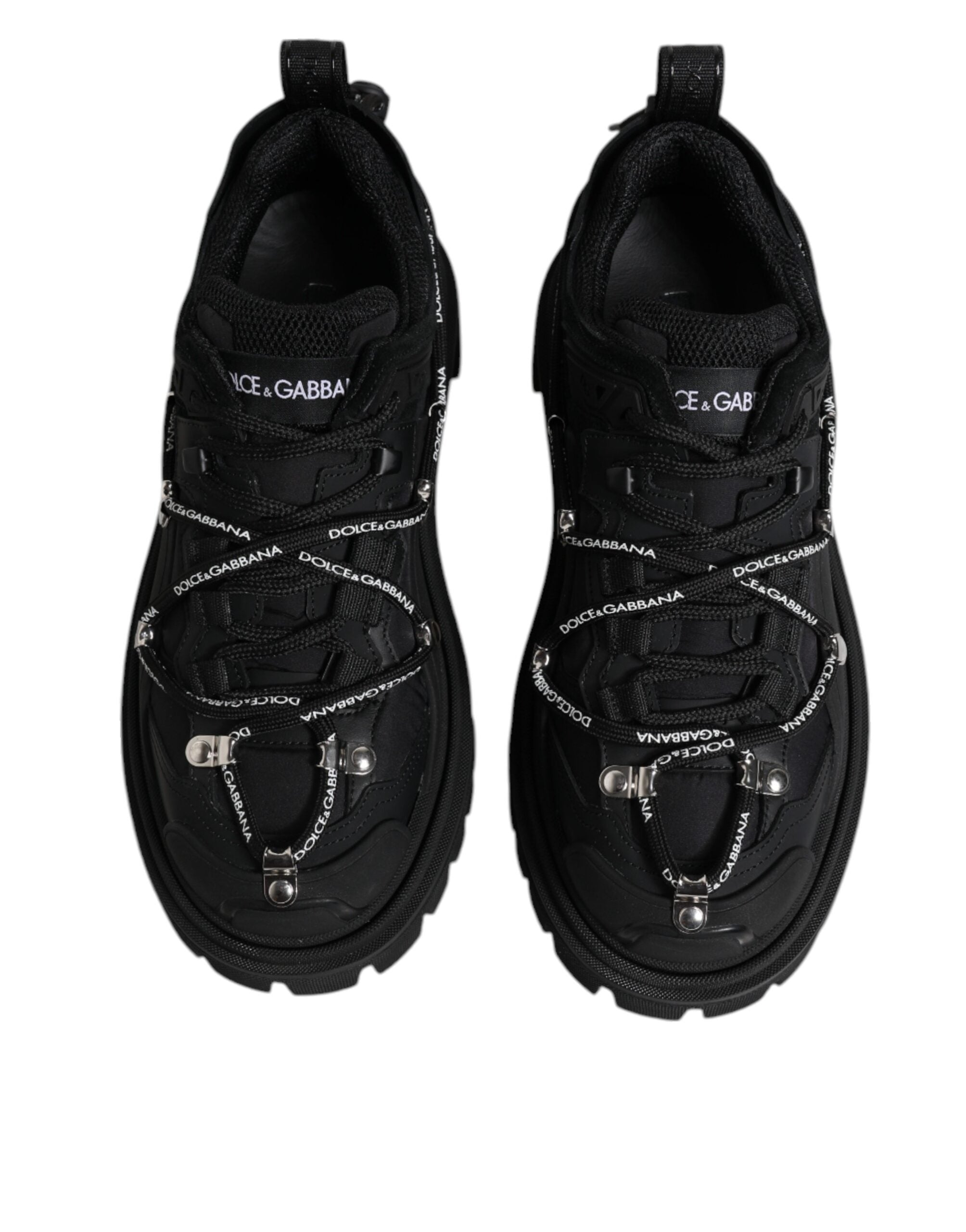 Dolce & Gabbana Black Low Top Lace Up Trekking Sneakers Men's Shoes