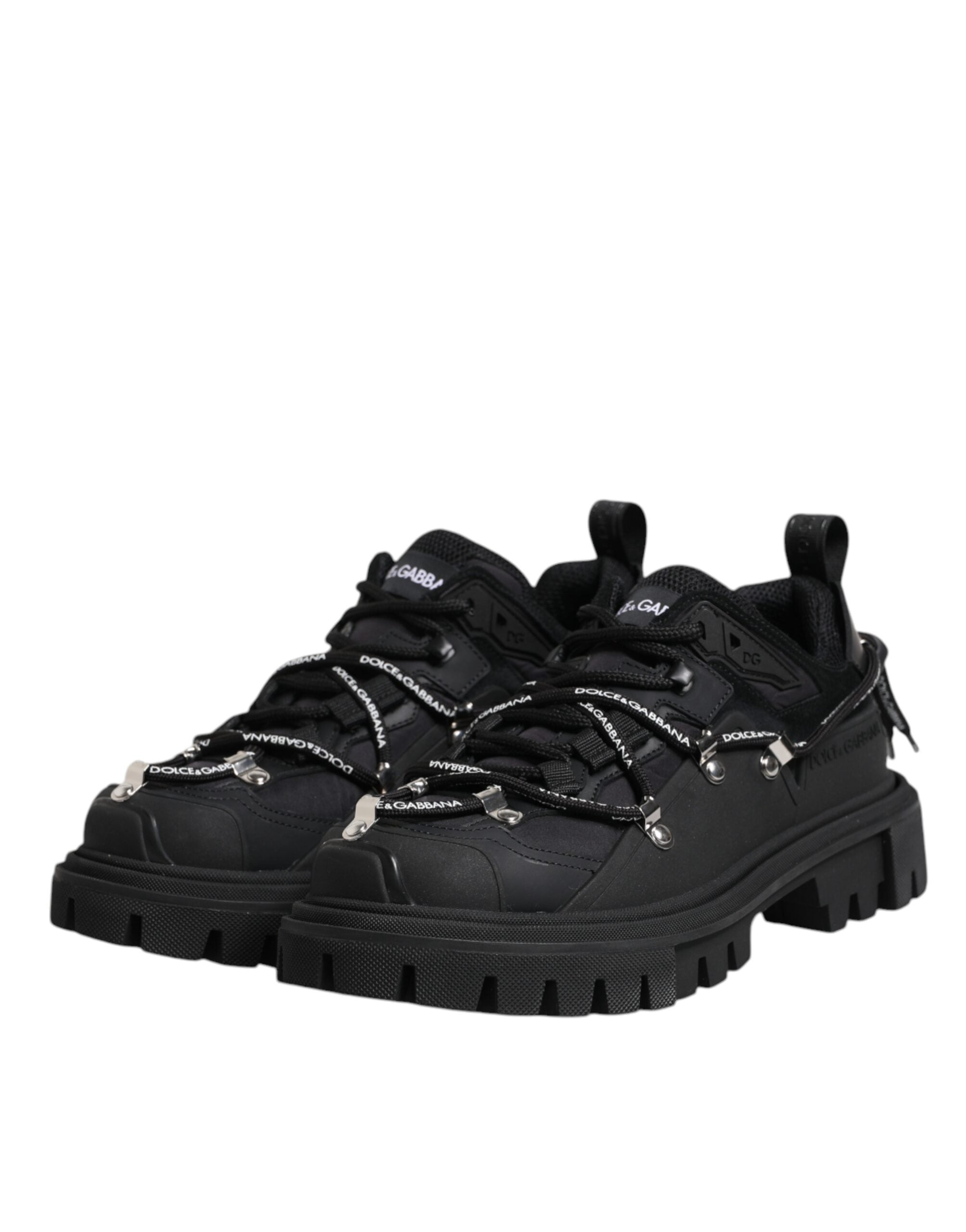 Dolce & Gabbana Black Low Top Lace Up Trekking Sneakers Men's Shoes