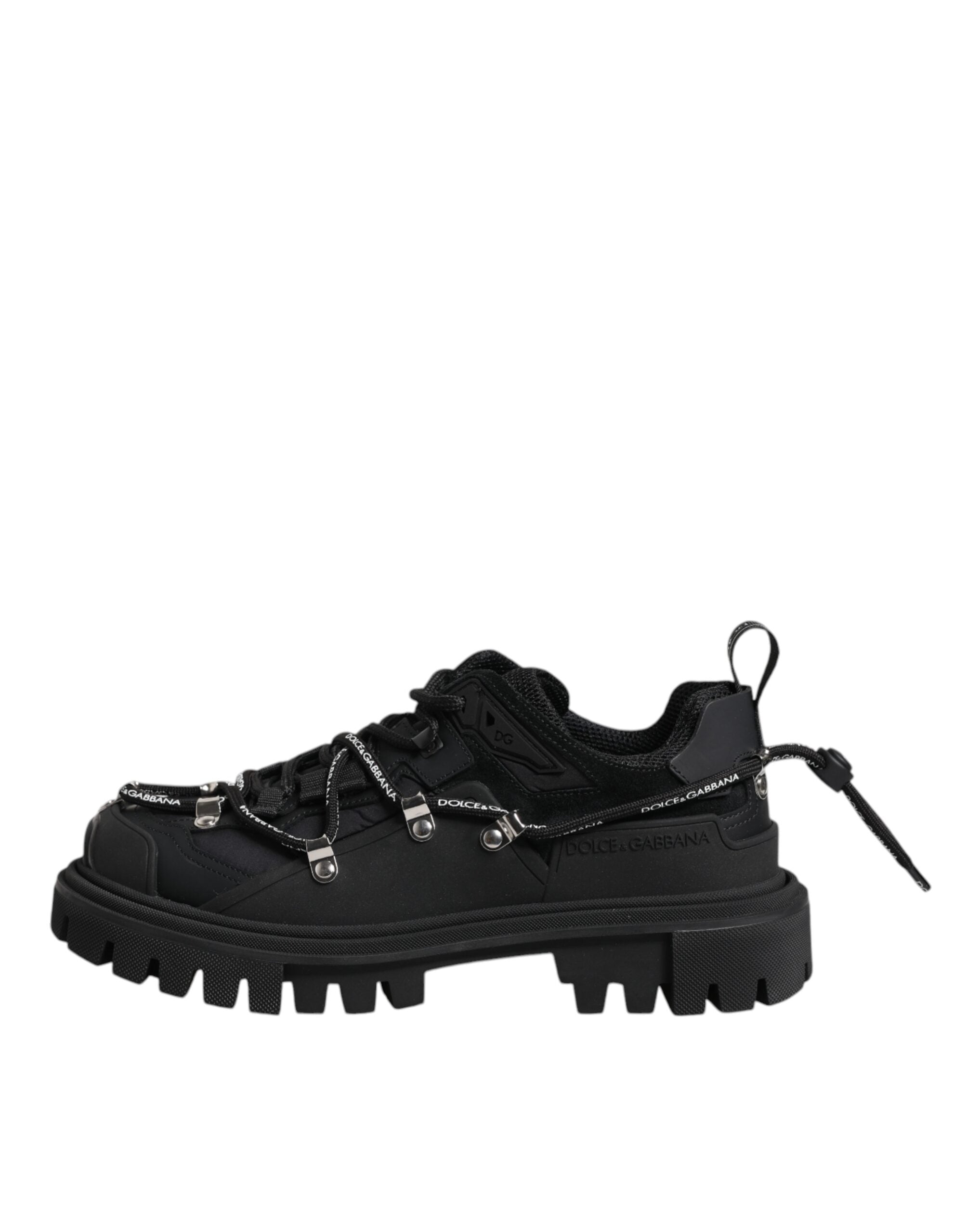 Dolce & Gabbana Black Low Top Lace Up Trekking Sneakers Men's Shoes