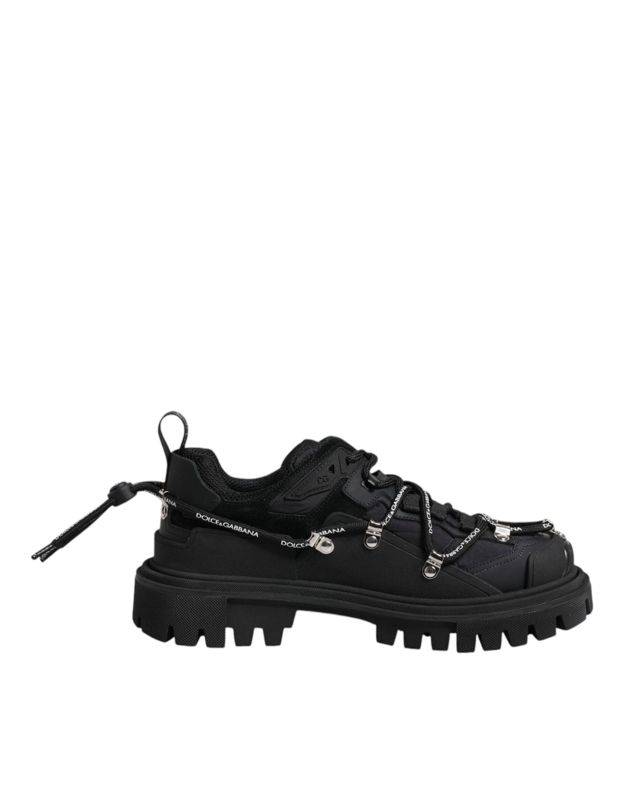 Dolce & Gabbana Black Low Top Lace Up Trekking Sneakers Men's Shoes