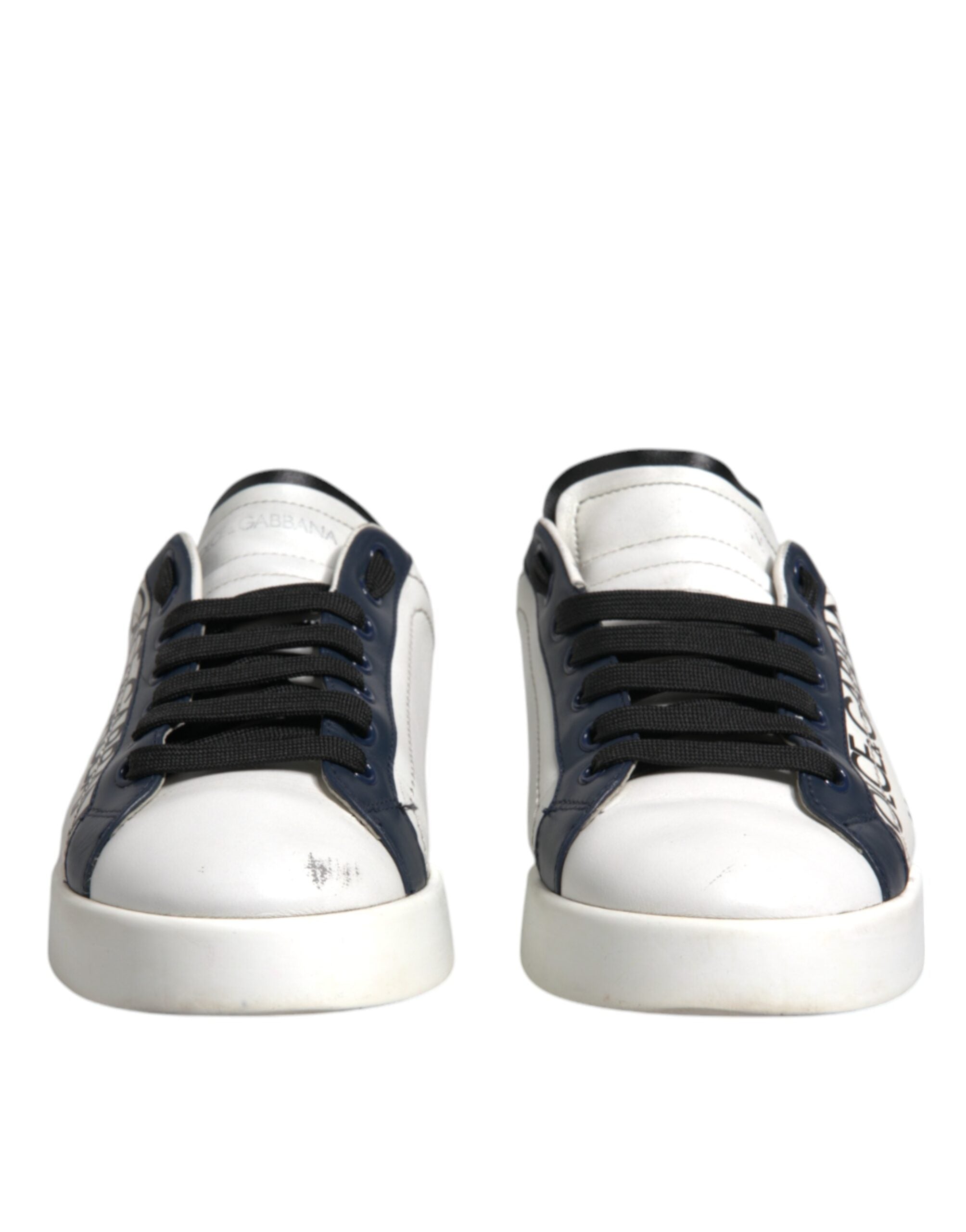 Dolce & Gabbana White Blue Leather Crown Milano Sneakers Men's Shoes (Pre-Owned)