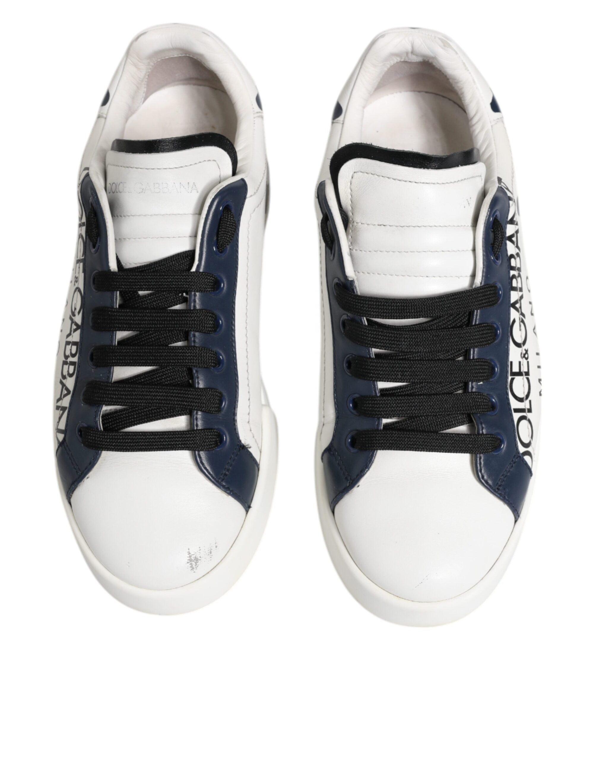 Dolce & Gabbana White Blue Leather Crown Milano Sneakers Men's Shoes (Pre-Owned)