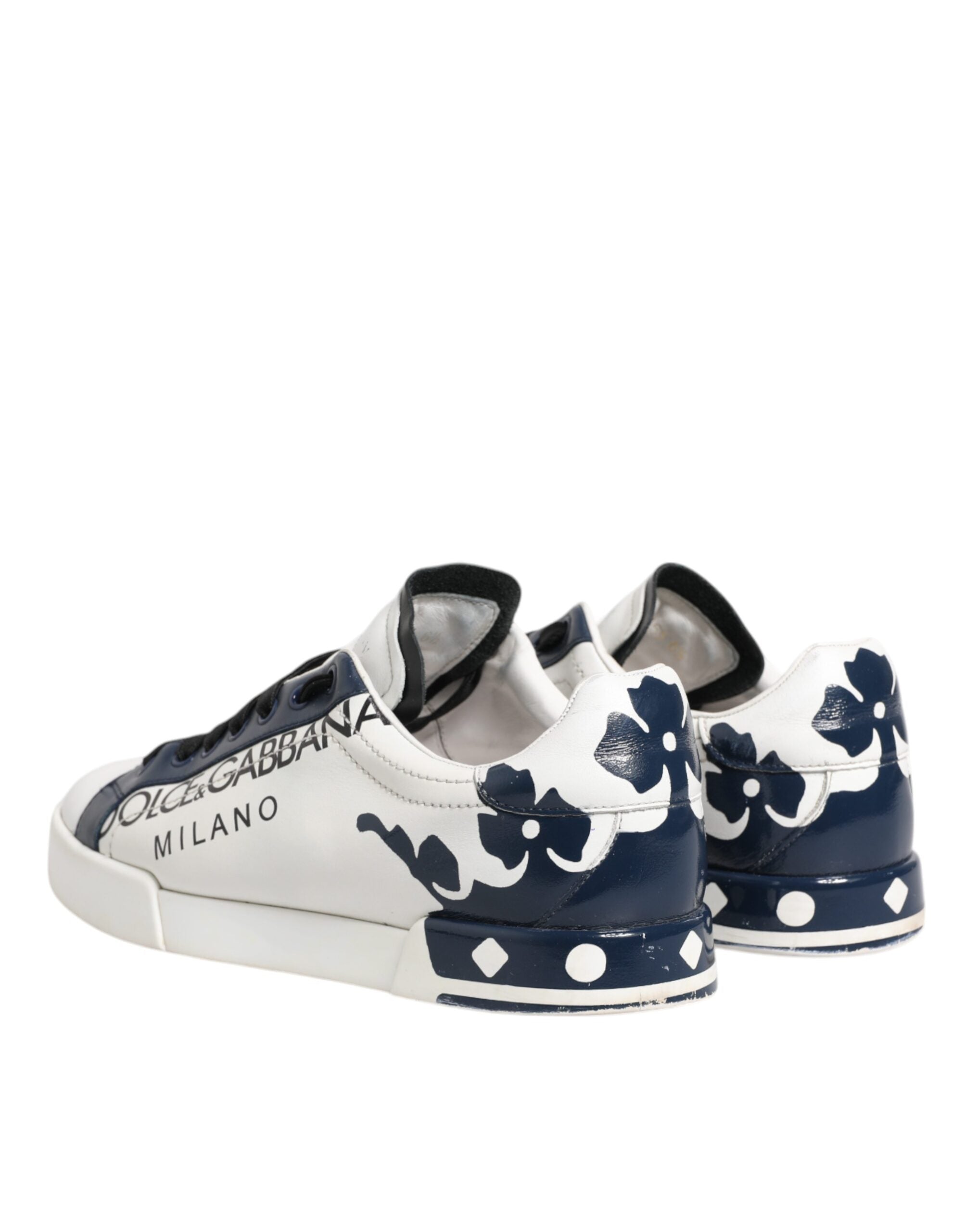 Dolce & Gabbana White Blue Leather Crown Milano Sneakers Men's Shoes (Pre-Owned)