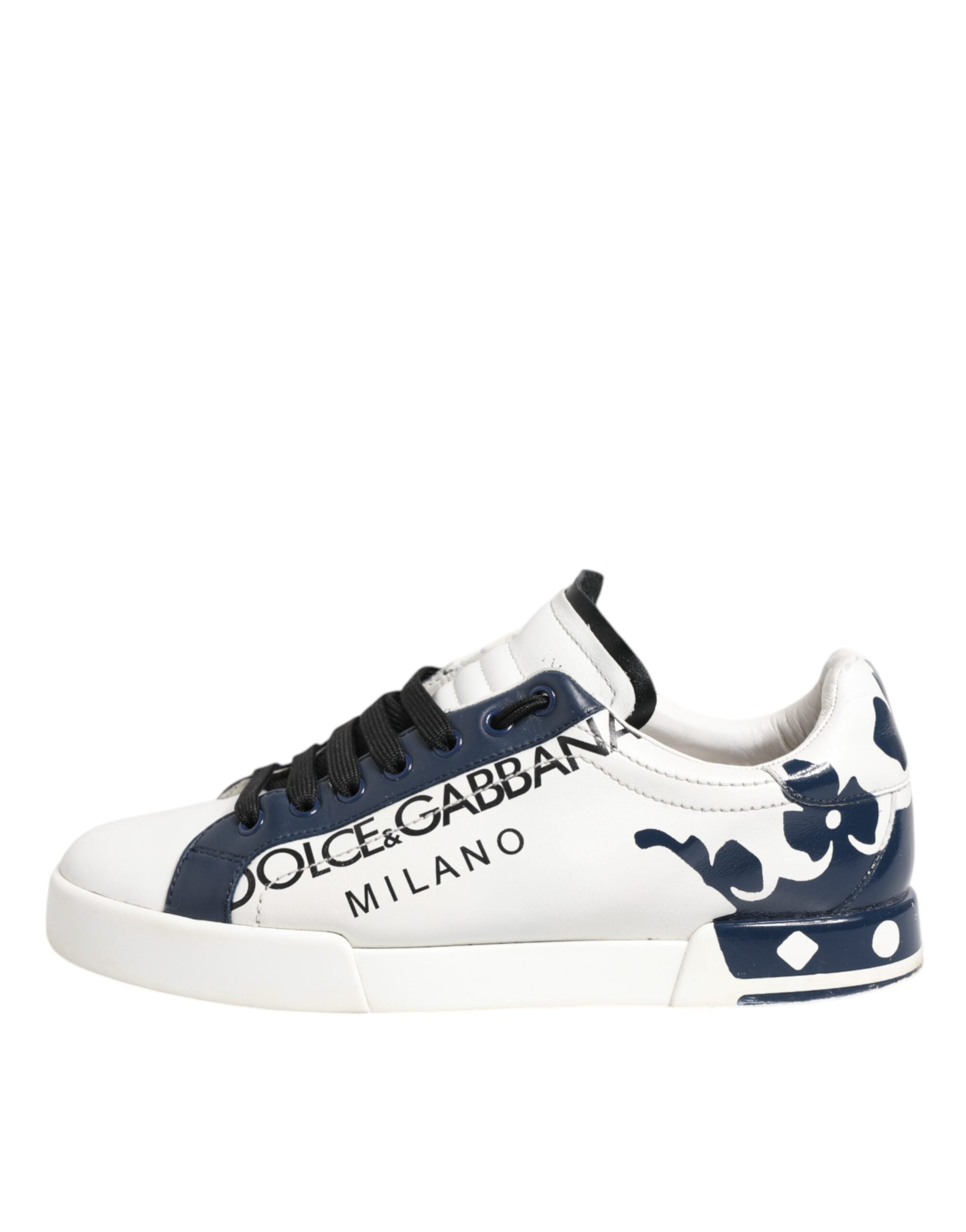 Dolce & Gabbana White Blue Leather Crown Milano Sneakers Men's Shoes (Pre-Owned)