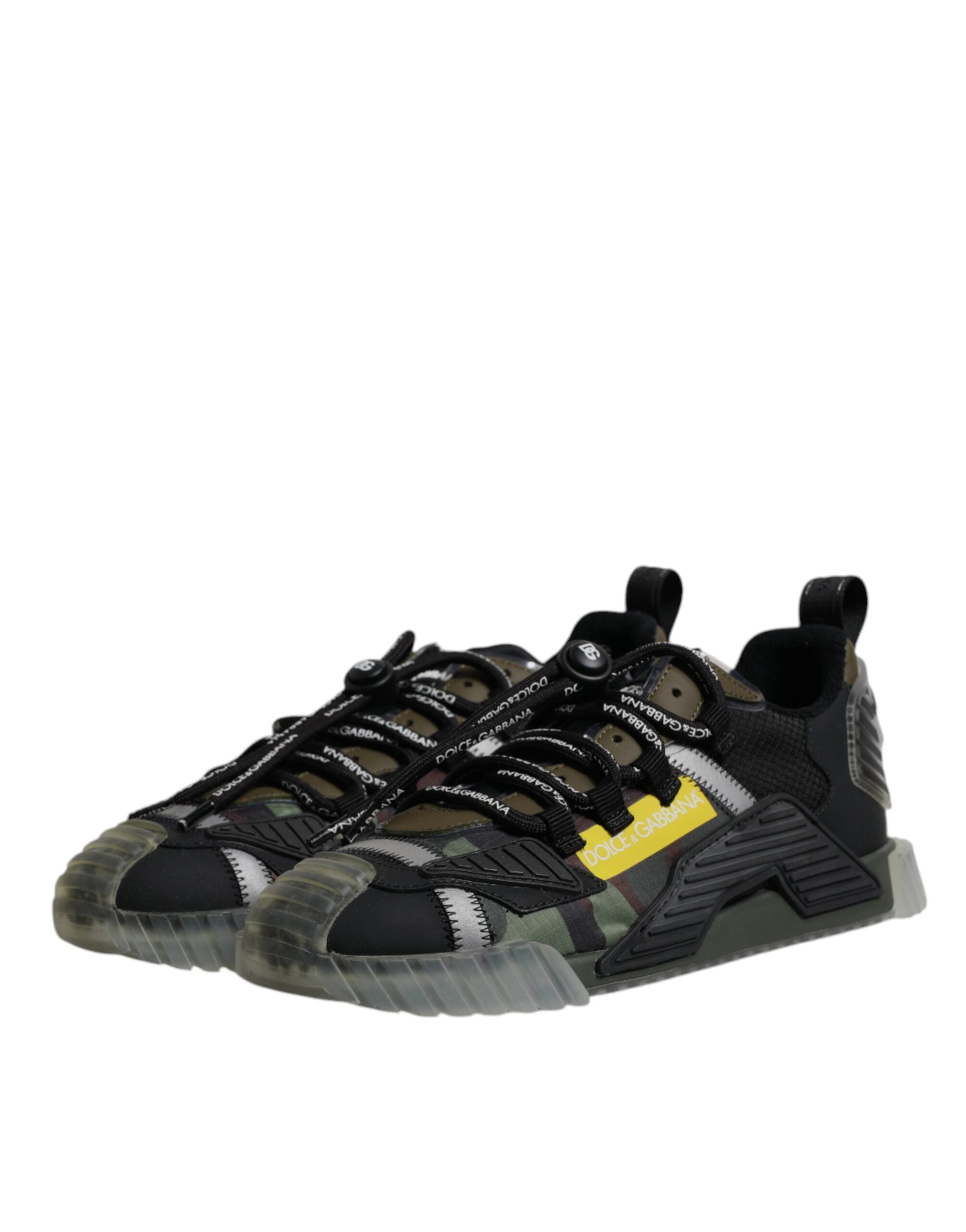 Dolce & Gabbana Black Green Camo NS1 Low Top Sneakers Men's Shoes