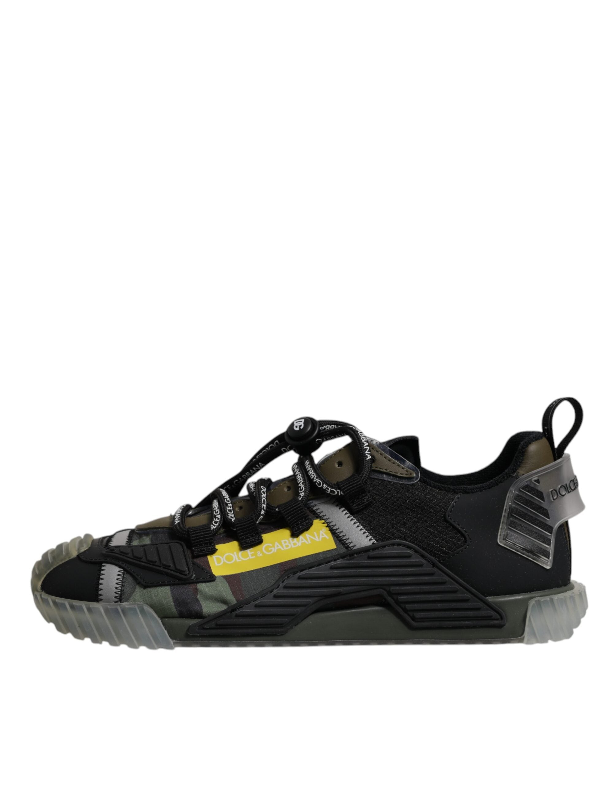 Dolce & Gabbana Black Green Camo NS1 Low Top Sneakers Men's Shoes