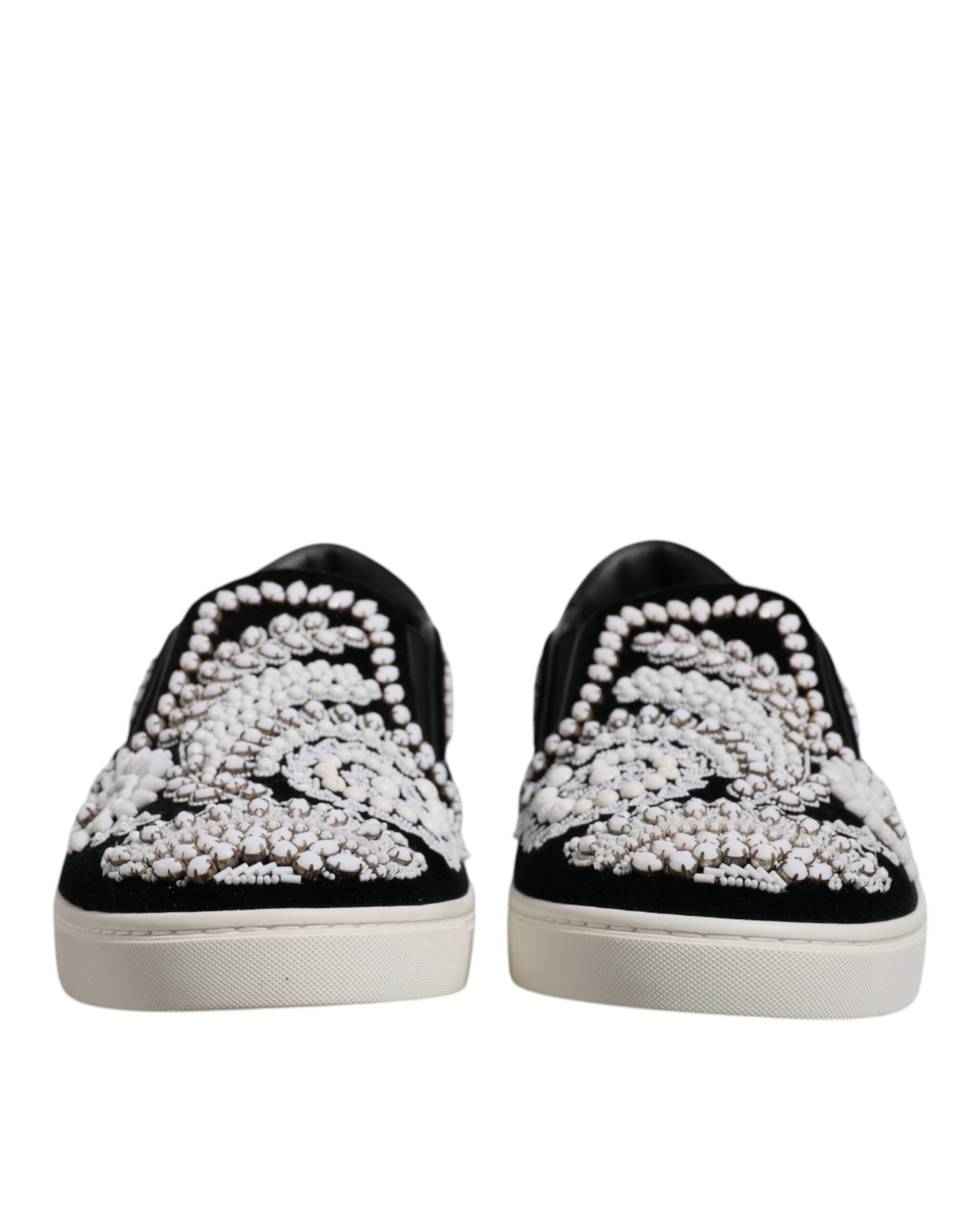 Dolce & Gabbana Black Embellished London Men Slip On Men's Shoes