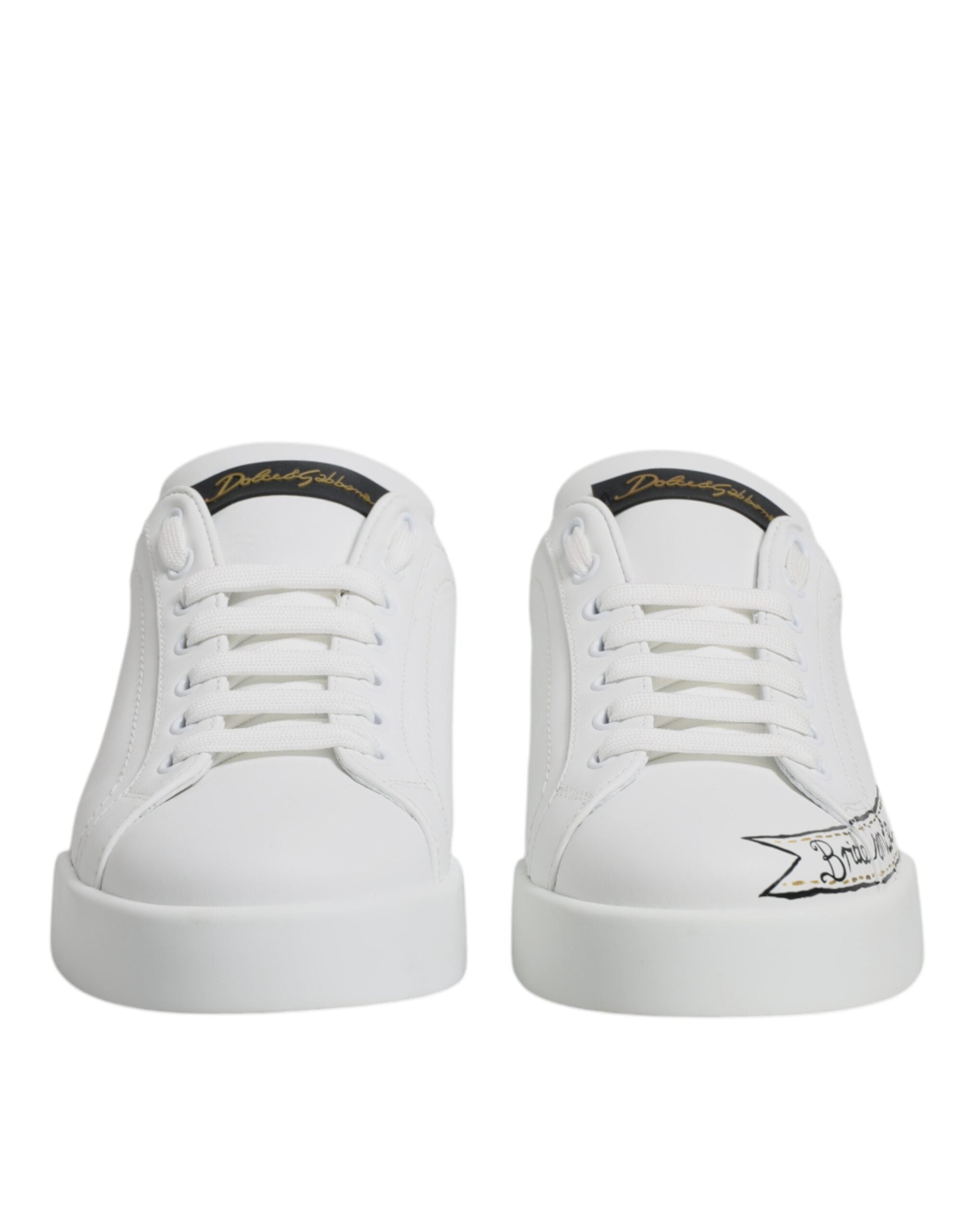 Dolce & Gabbana White Leather Low Top Lace Up Sneakers Men's Shoes (Pre-Owned)