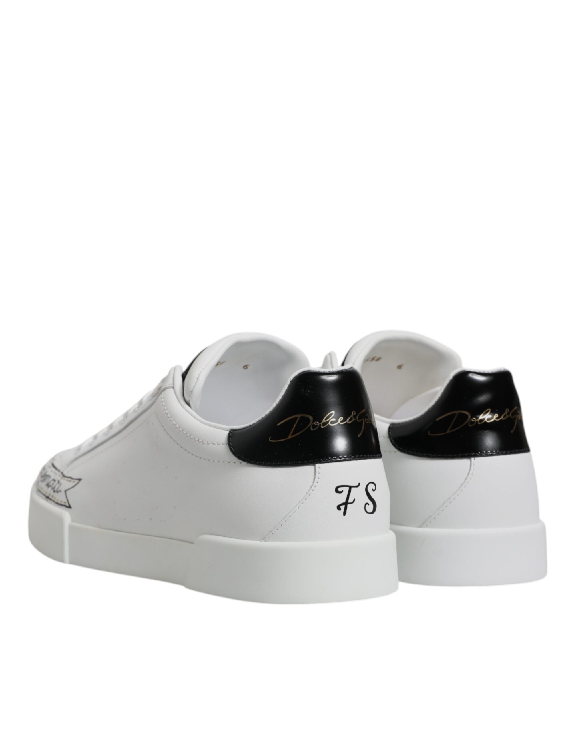 Dolce & Gabbana White Leather Low Top Lace Up Sneakers Men's Shoes (Pre-Owned)