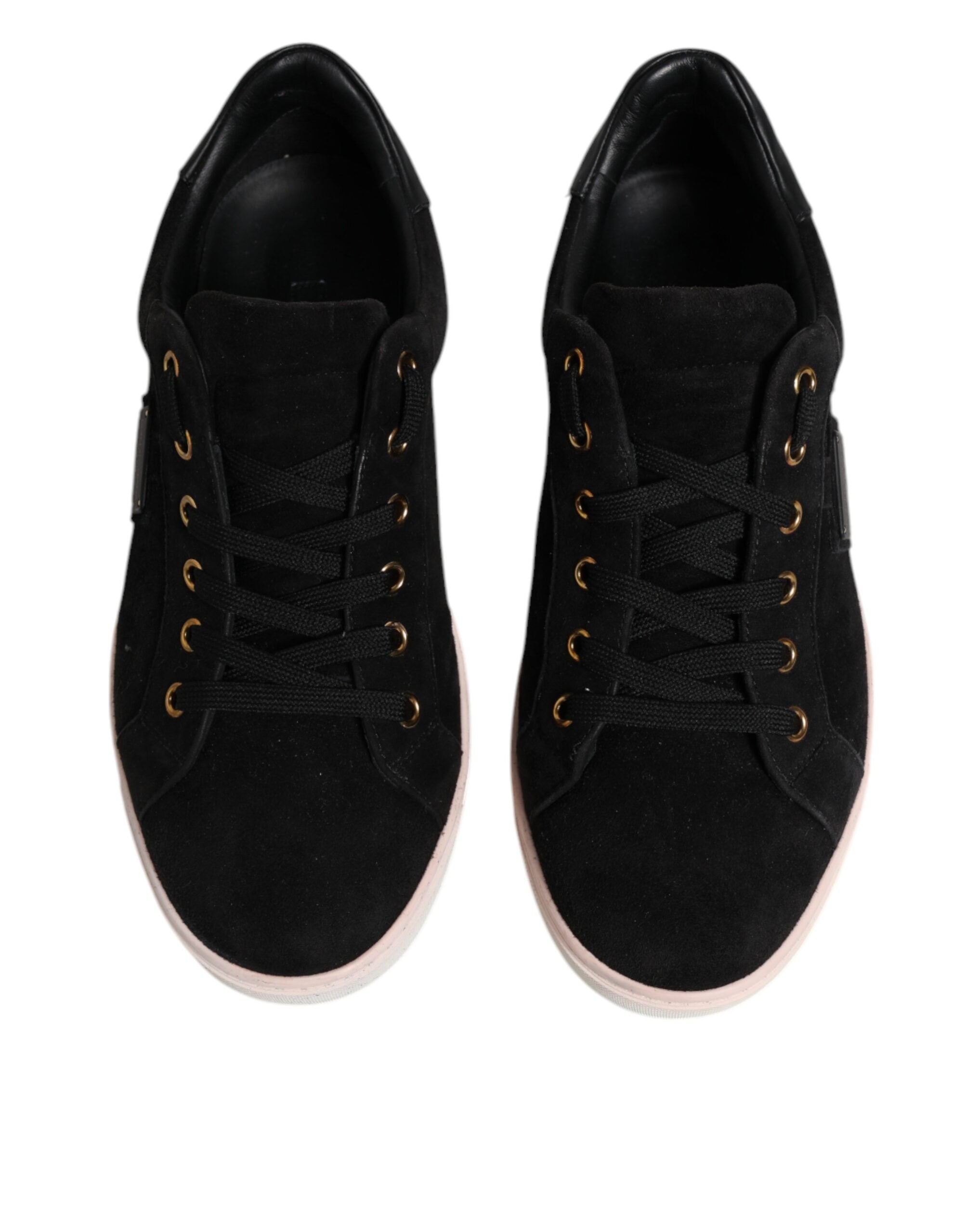 Dolce & Gabbana Black Logo Suede Leather Men Sneakers Men's Shoes (Pre-Owned)