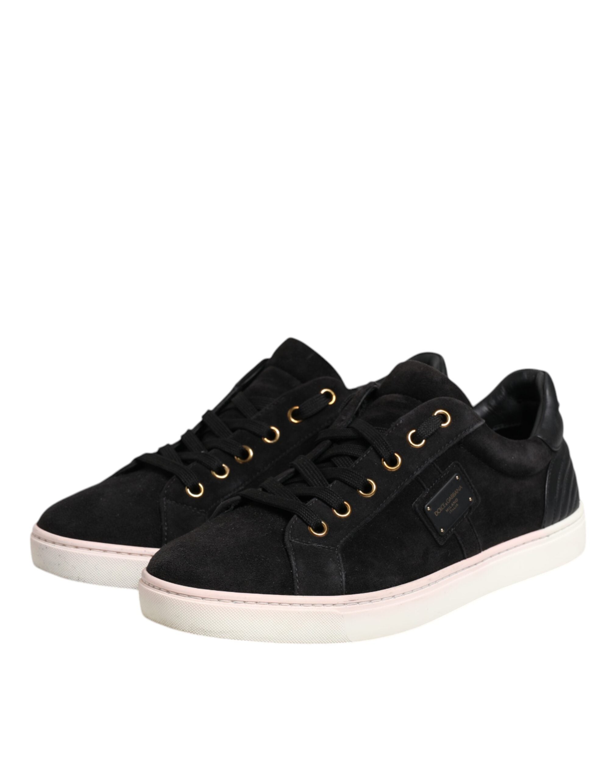 Dolce & Gabbana Black Logo Suede Leather Men Sneakers Men's Shoes (Pre-Owned)