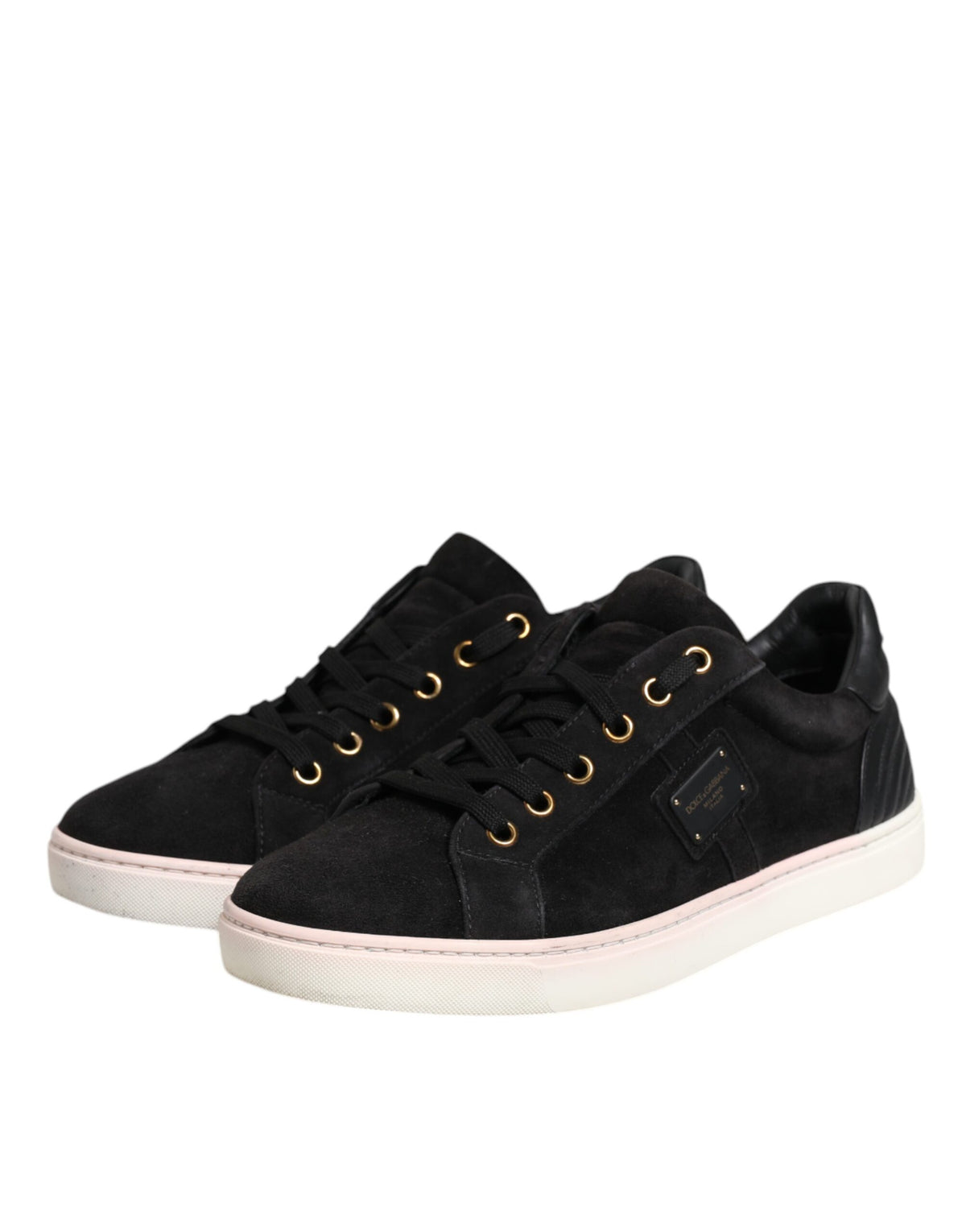 Dolce & Gabbana Black Logo Suede Leather Men Sneakers Men's Shoes (Pre-Owned)