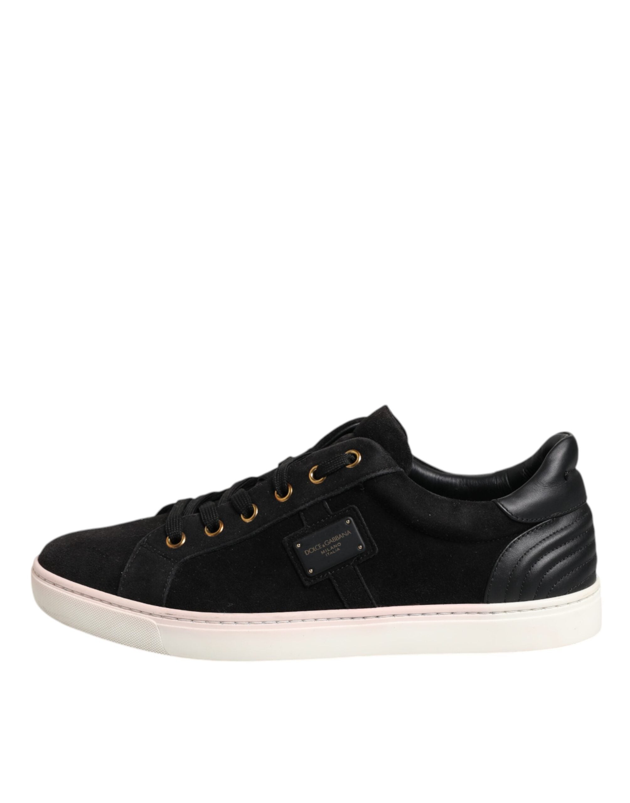 Dolce & Gabbana Black Logo Suede Leather Men Sneakers Men's Shoes (Pre-Owned)