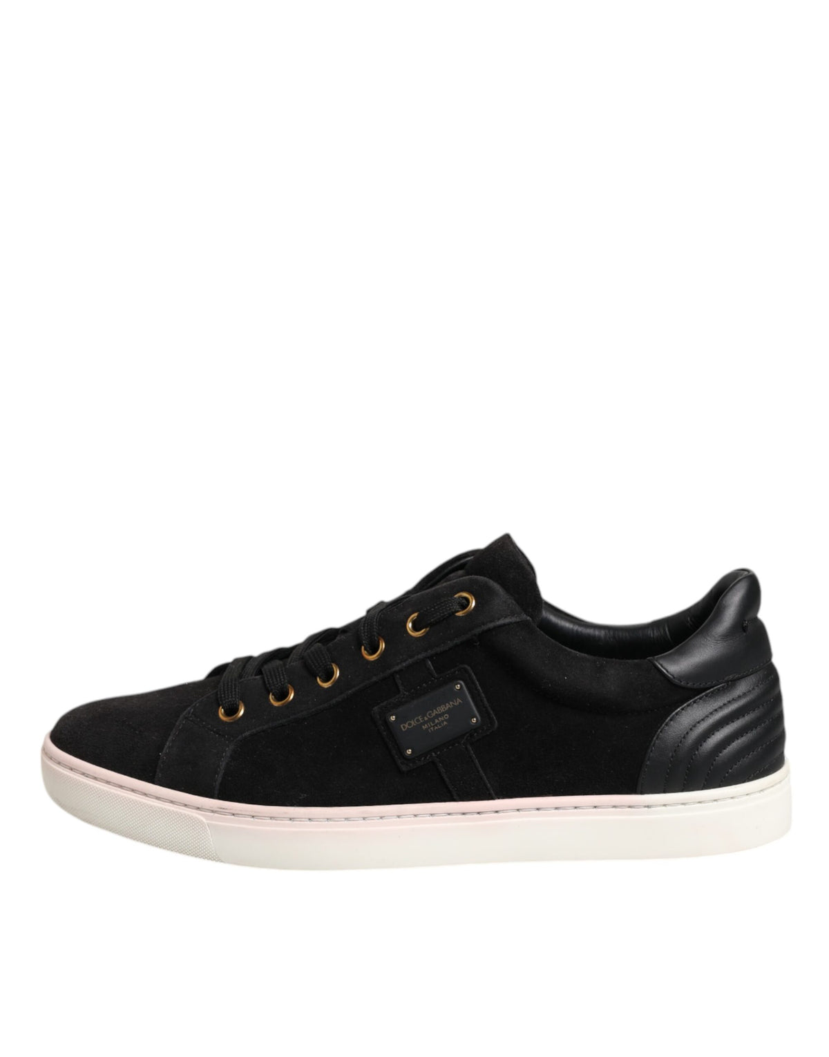 Dolce & Gabbana Black Logo Suede Leather Men Sneakers Men's Shoes (Pre-Owned)